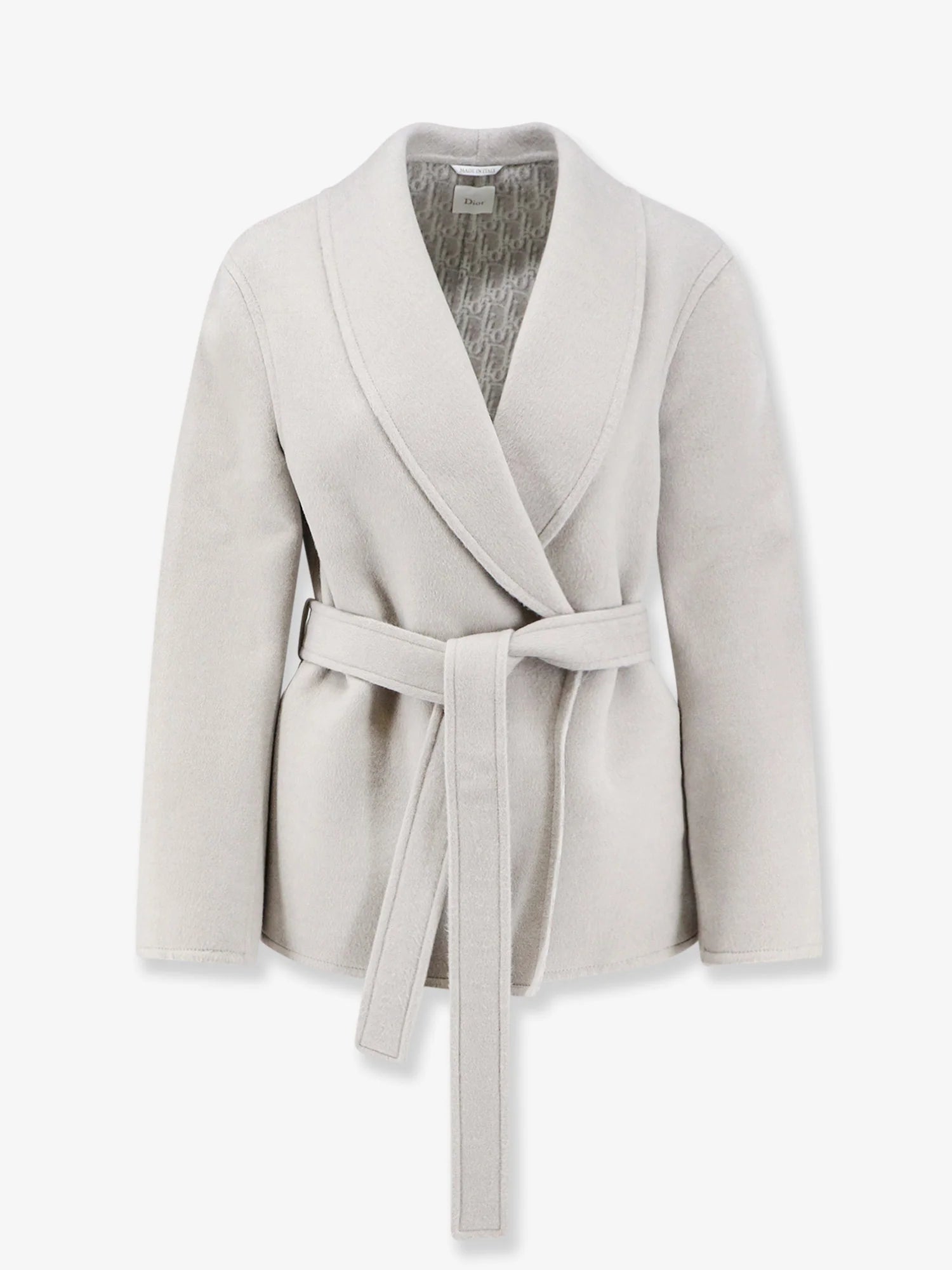 Virgin wool and silk coat with belt