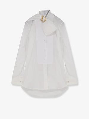 Cotton shirt with metal logo detail