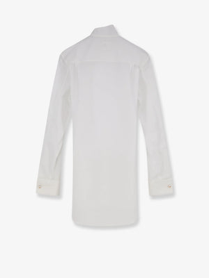 Cotton shirt with metal logo detail
