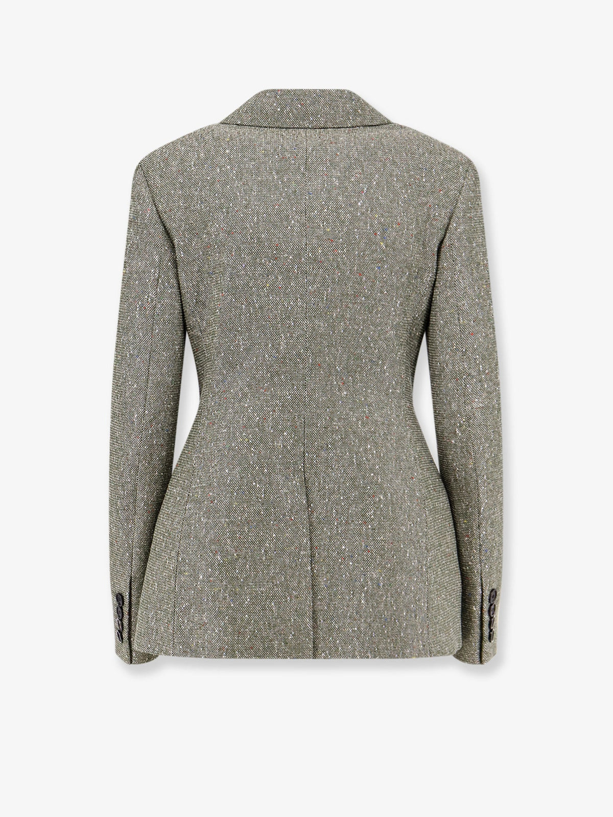 Khaki Donegal tweed blazer with multicolored sequins embroidery