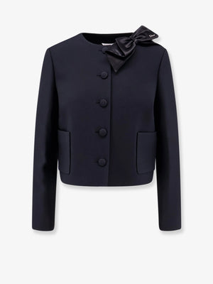 Structured wool and silk tailored blazer