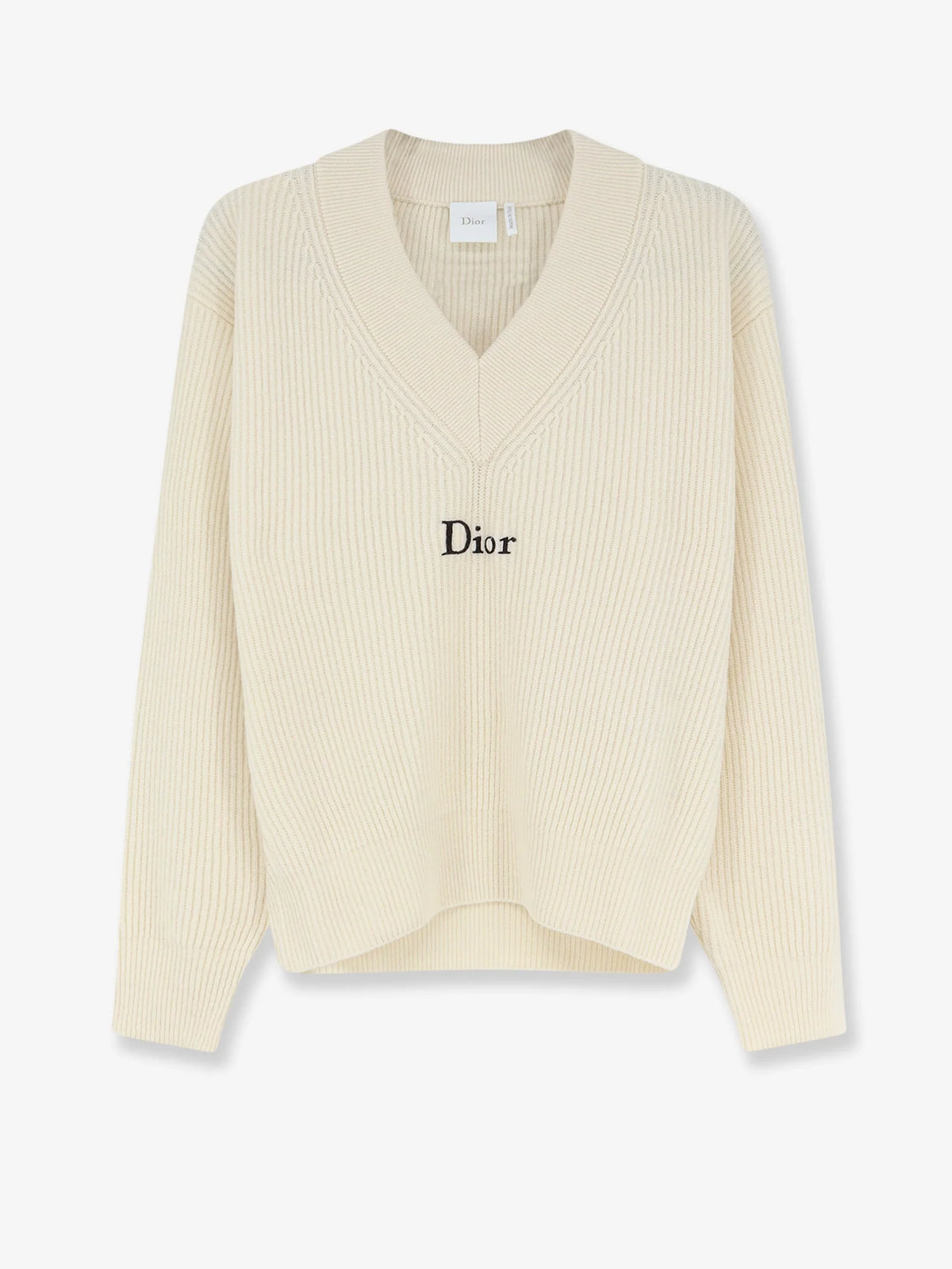 White wool and cashmere ribbed sweater