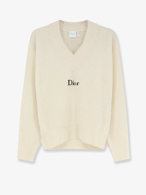 White wool and cashmere ribbed sweater