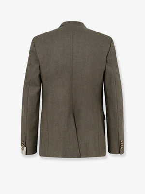 Virgin wool and cashmere flannel double-breasted blazer