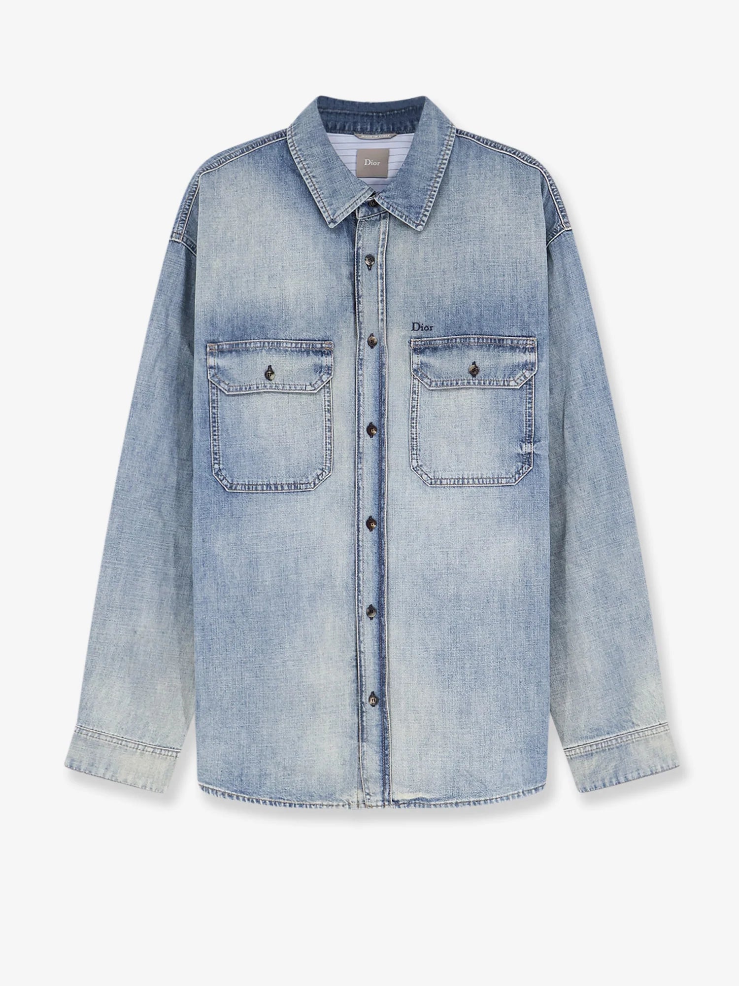 Cotton shirt jacket with embroidered lettering logo