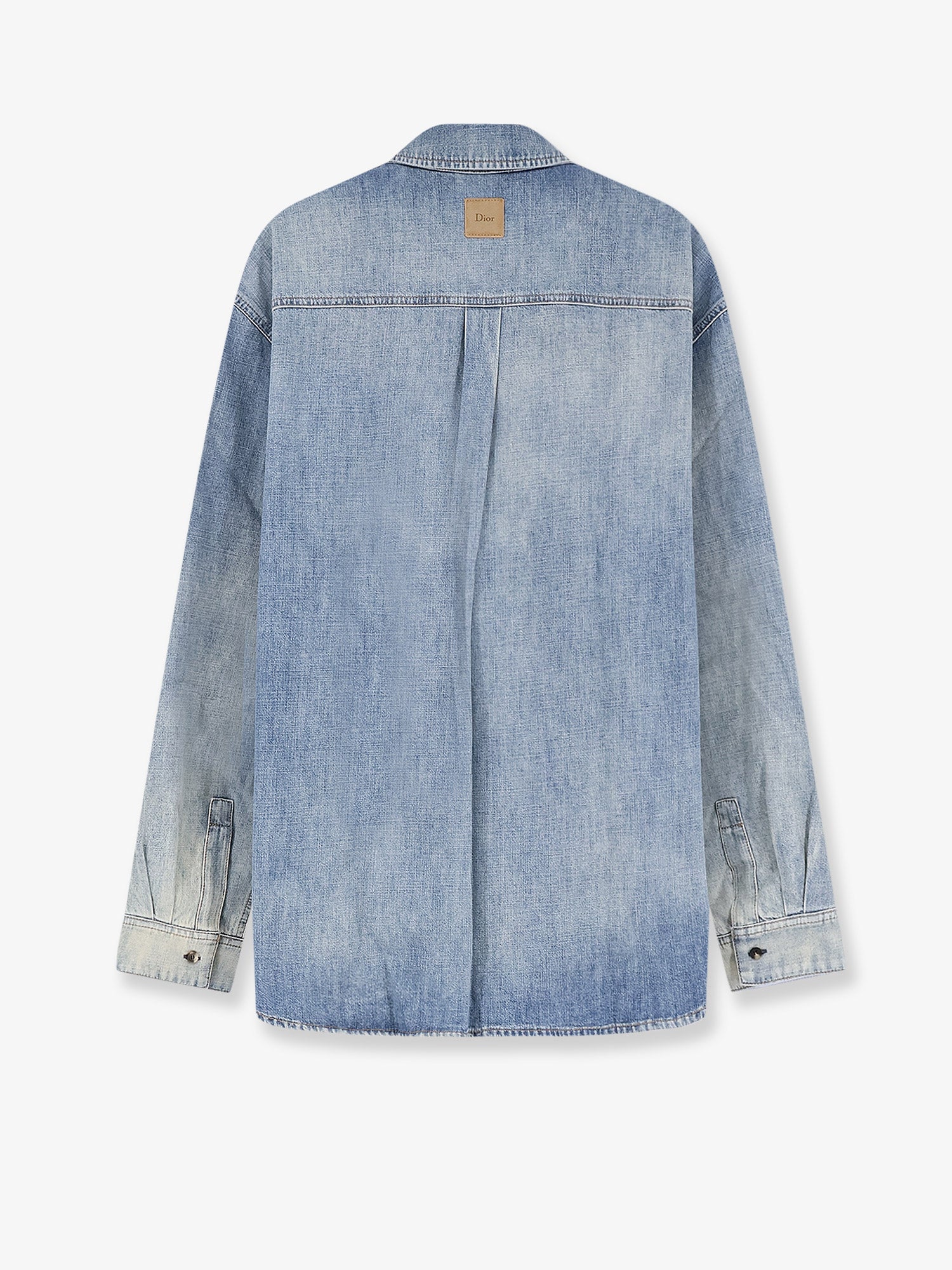 Cotton shirt jacket with embroidered lettering logo