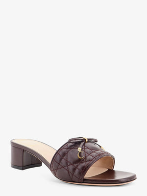 Cannage sandal with lambskin heel