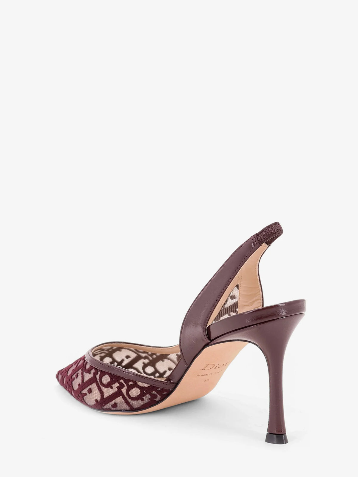 Adiorable Slingback mesh décolleté with burgundy Dior Oblique embroidery