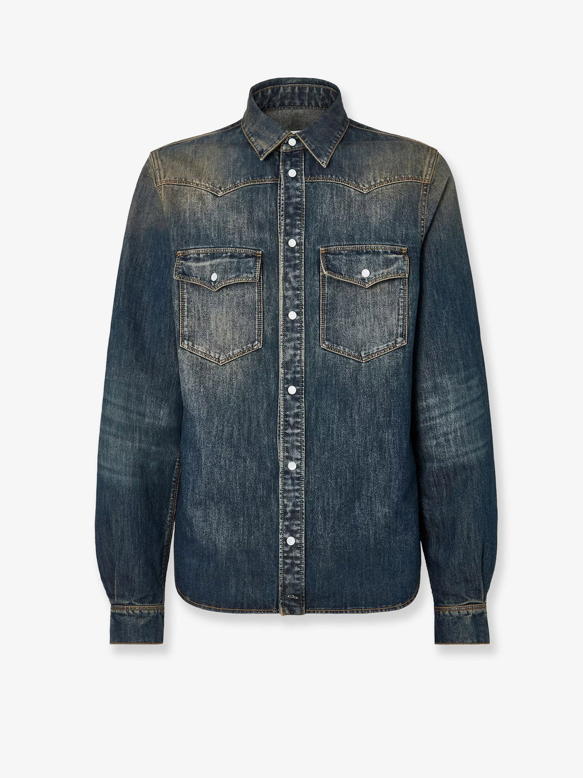 Cotton blend denim jacket with washed-out effect