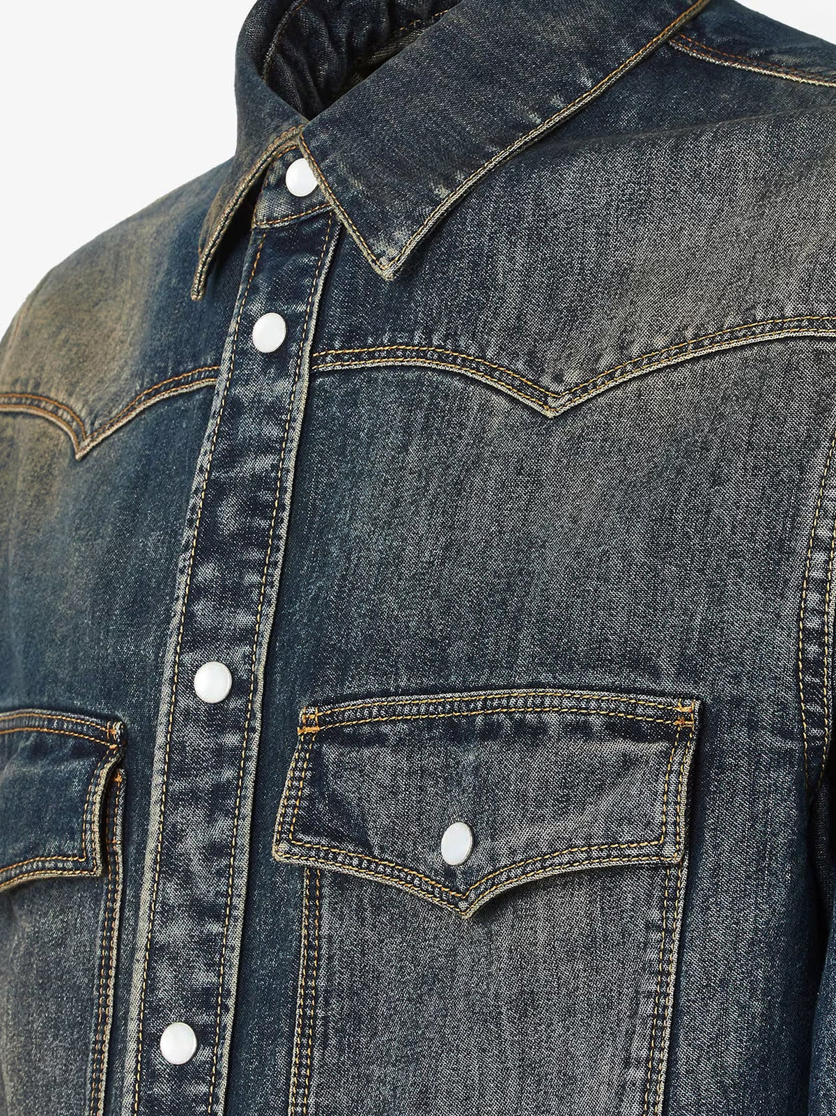 Cotton blend denim jacket with washed-out effect