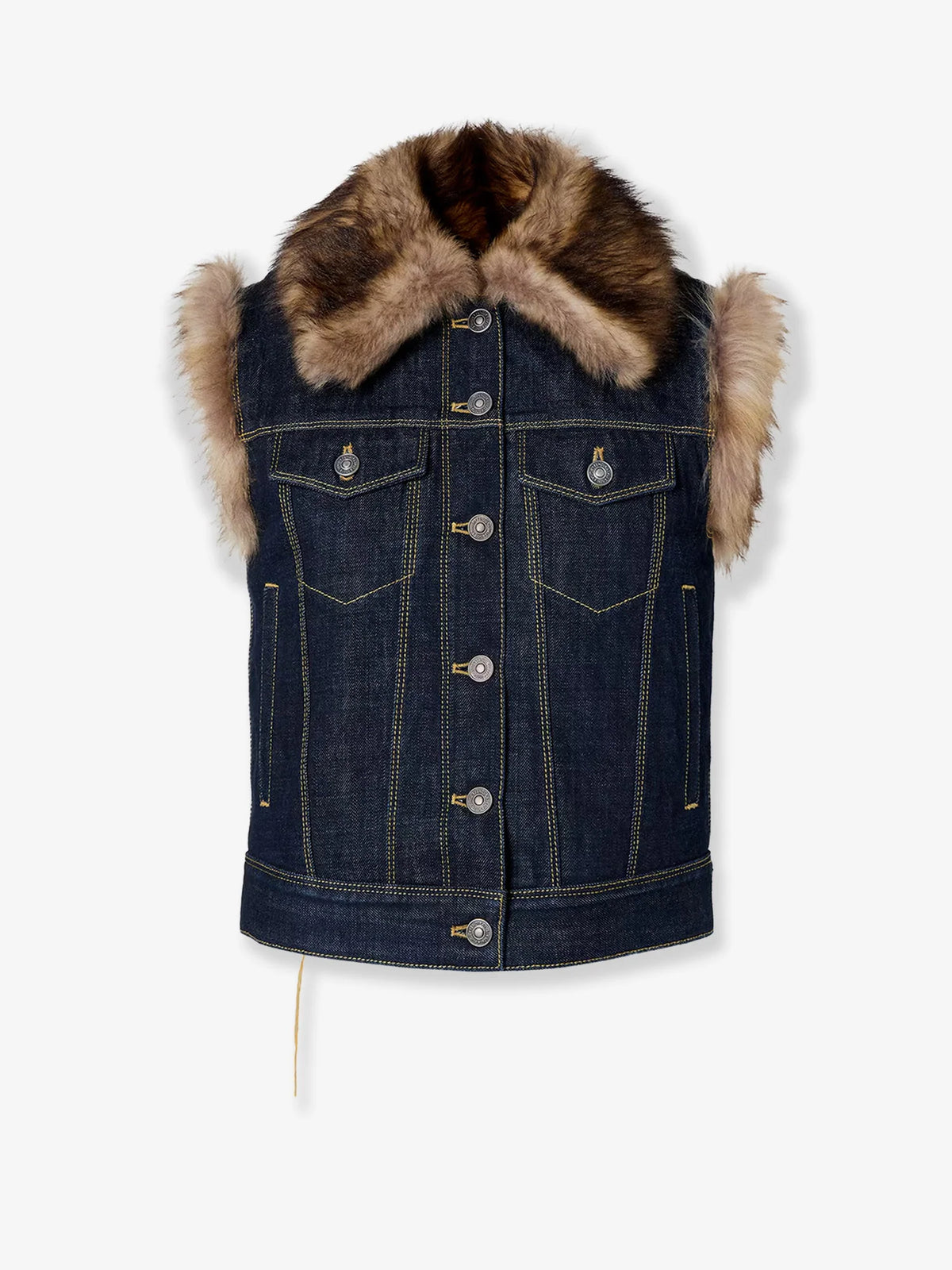 Denim and shearling vest