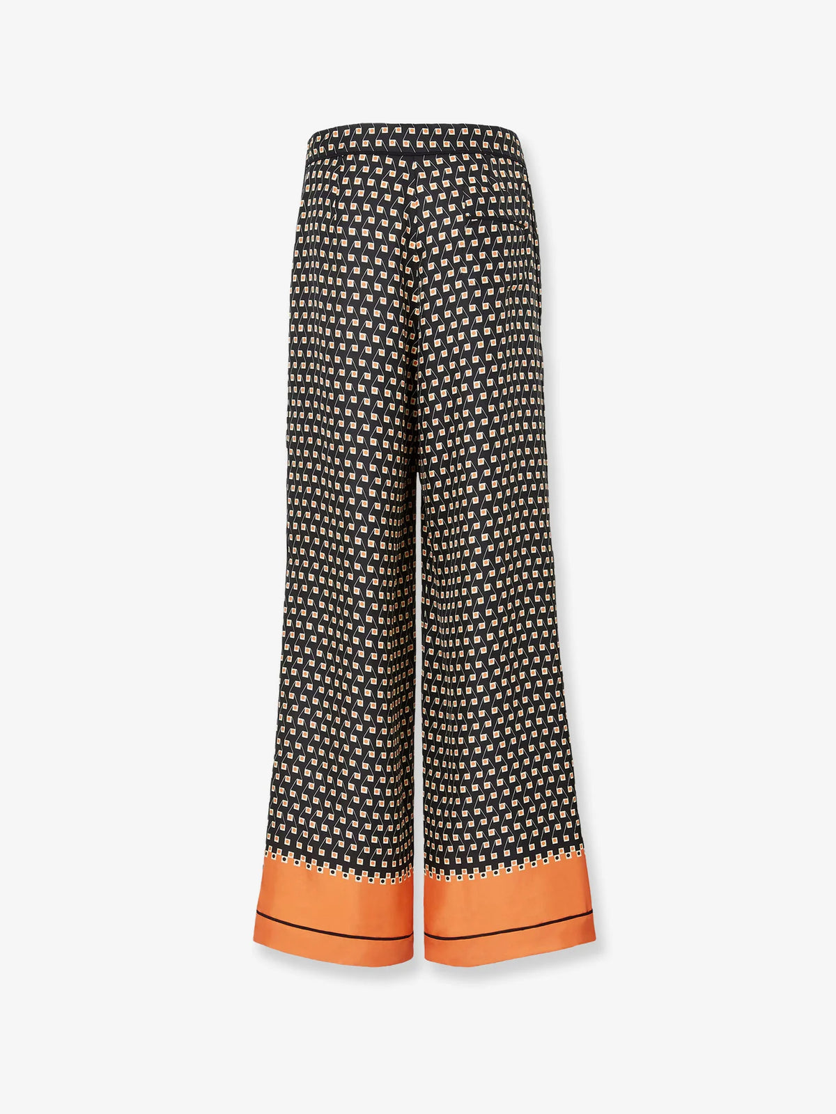 Printed black silk pajamas trousers