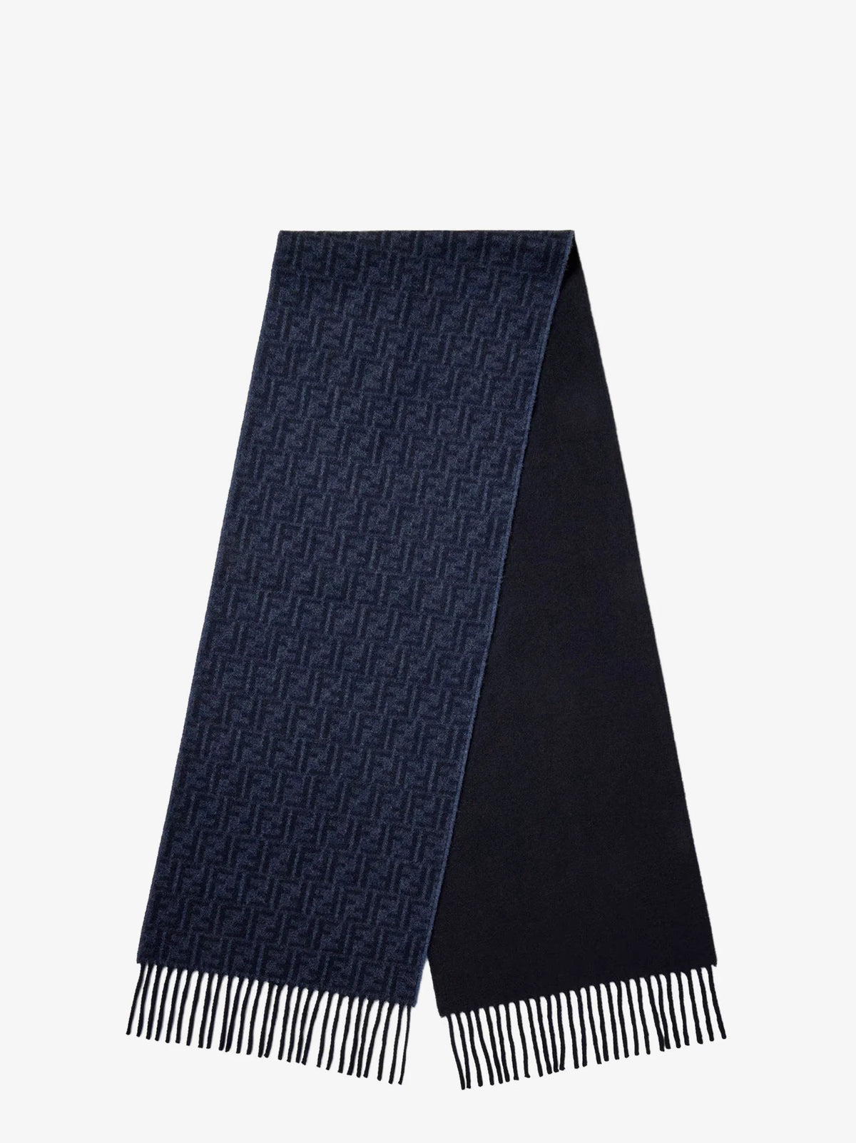Black FF Zucca Double-faced wool and cashmere scarf