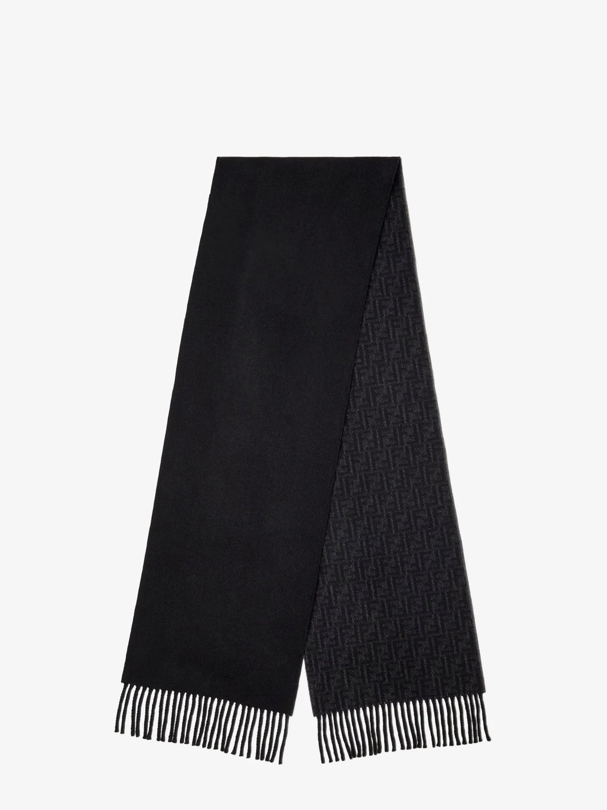 Black FF Zucca Double-faced wool and cashmere scarf