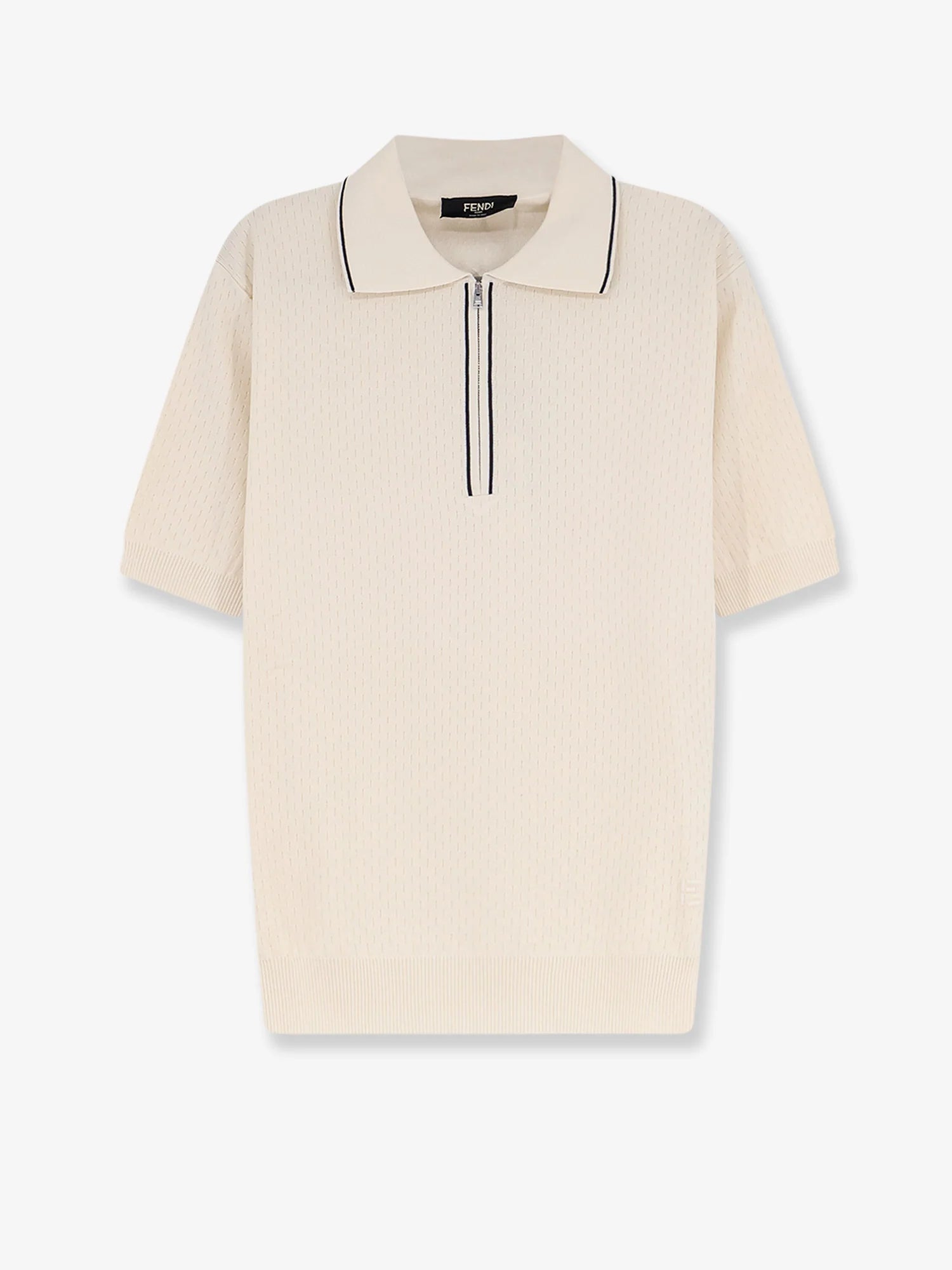 Cotton and silk polo shirt with FF embroidery