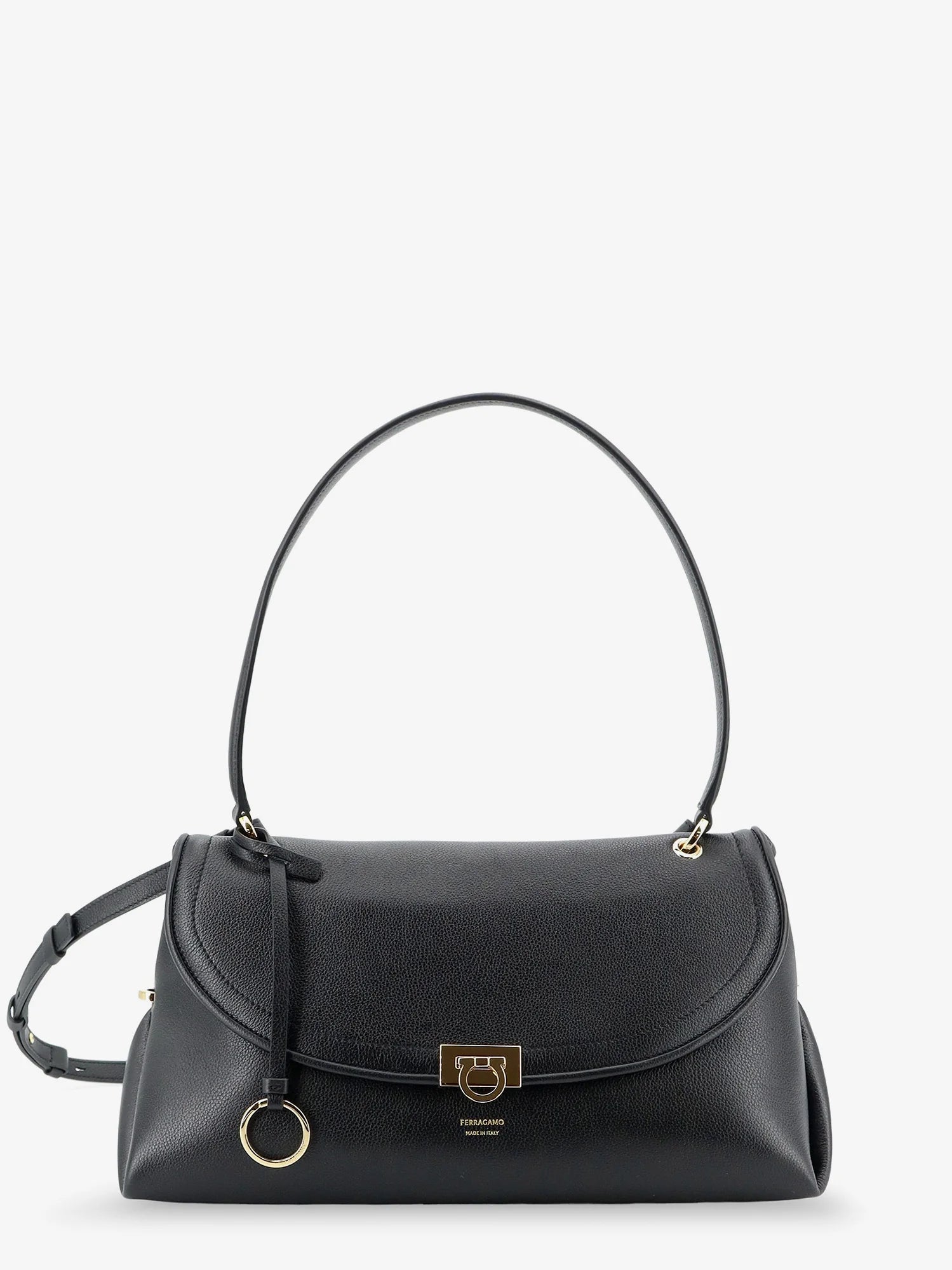 Leather shoulder bag with Gancini detail