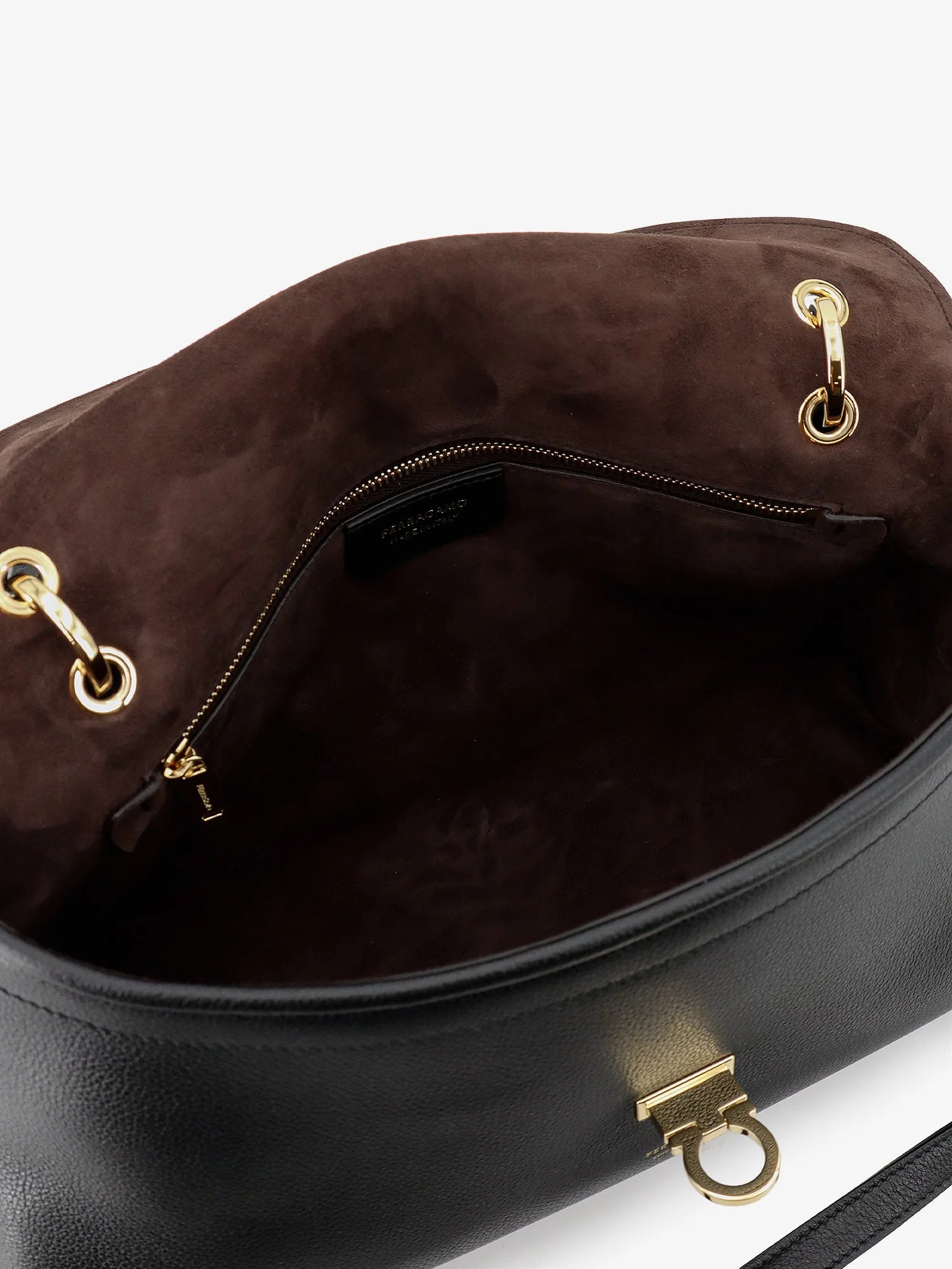 Leather shoulder bag with Gancini detail