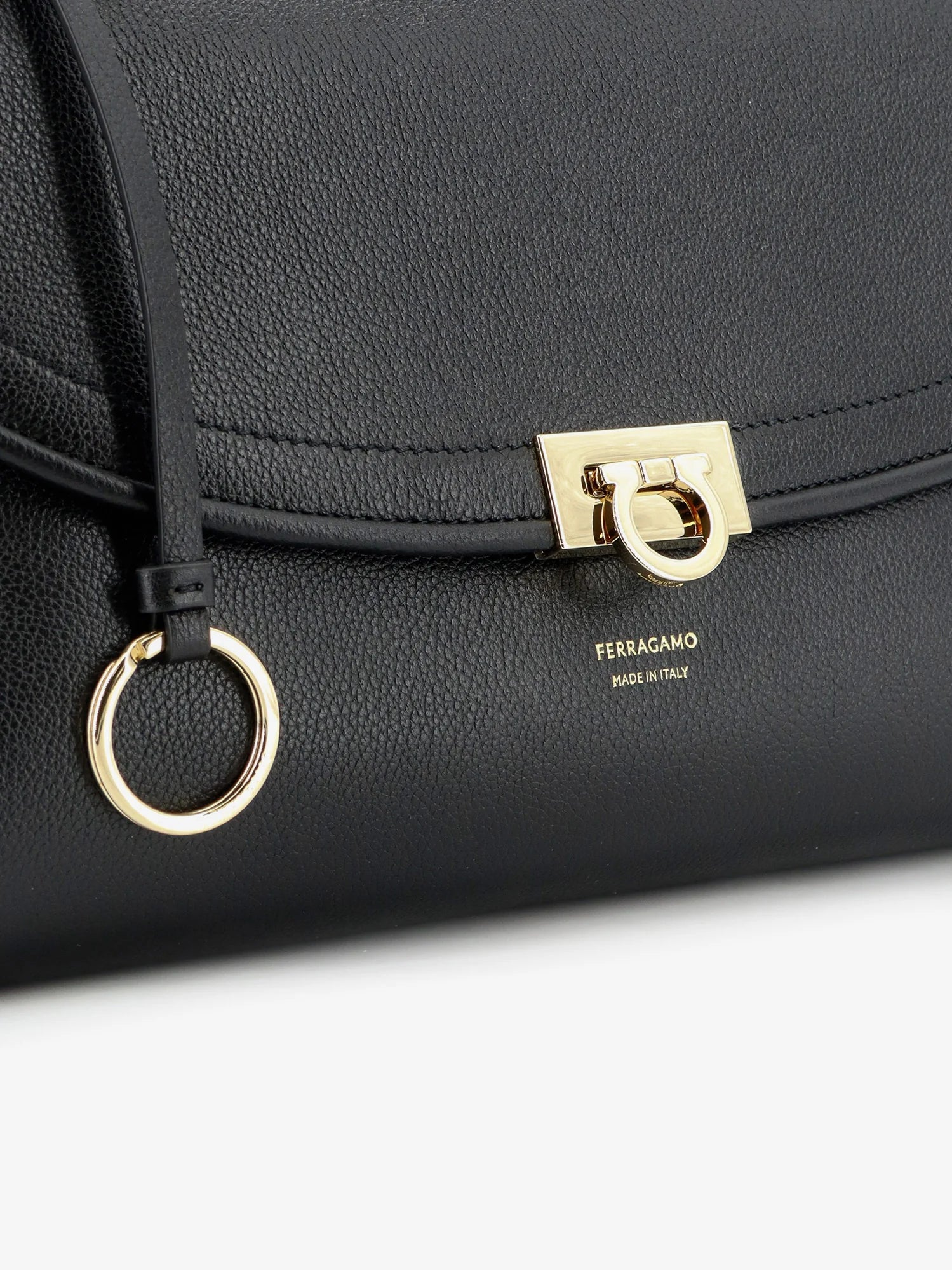 Leather shoulder bag with Gancini detail