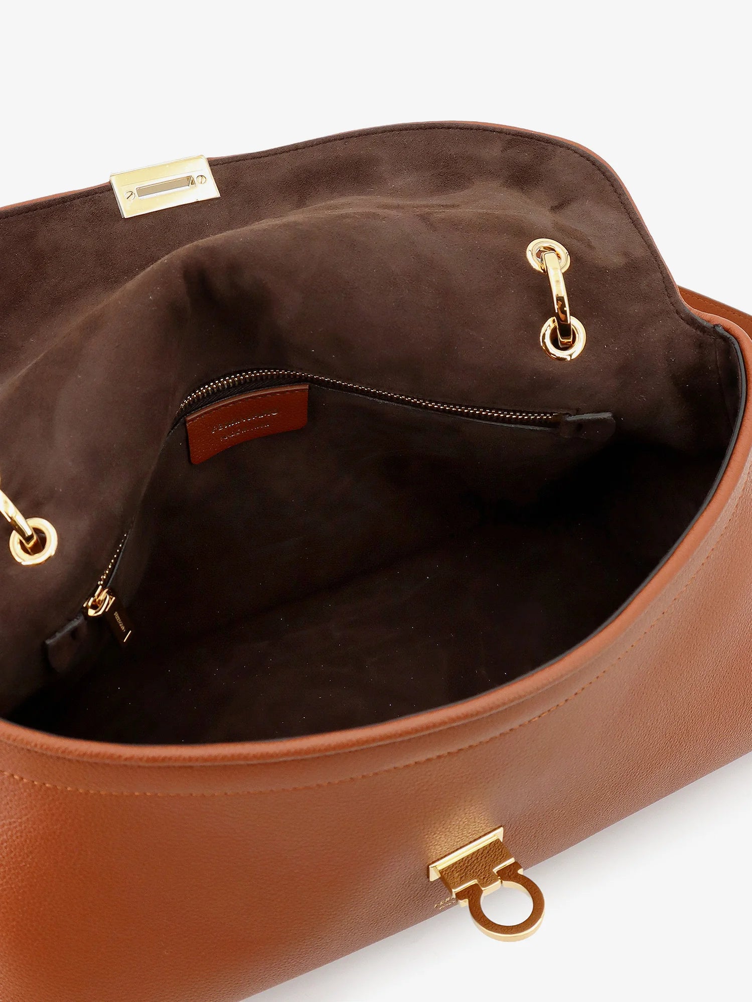 Leather shoulder bag with Gancini detail