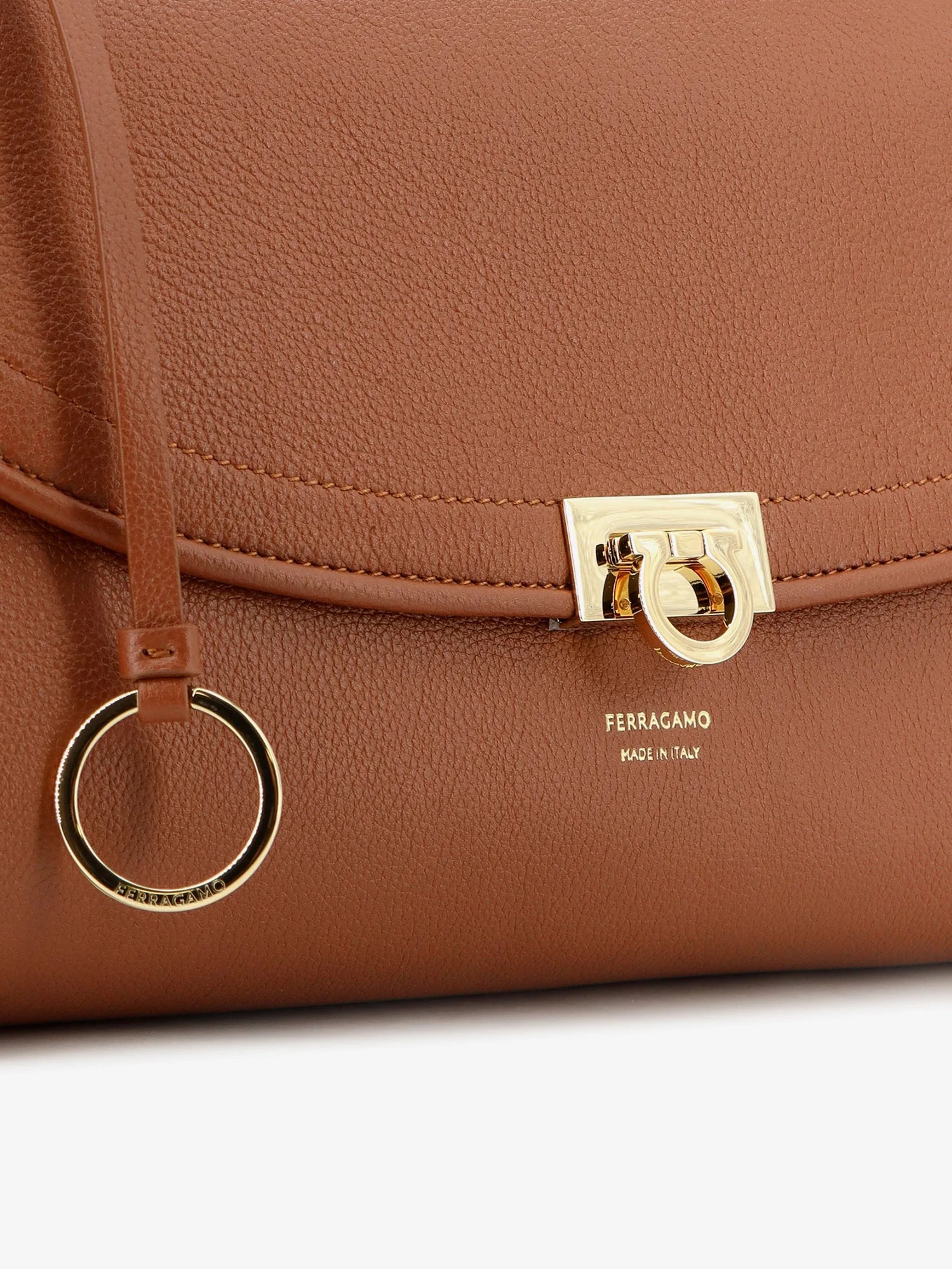 Leather shoulder bag with Gancini detail