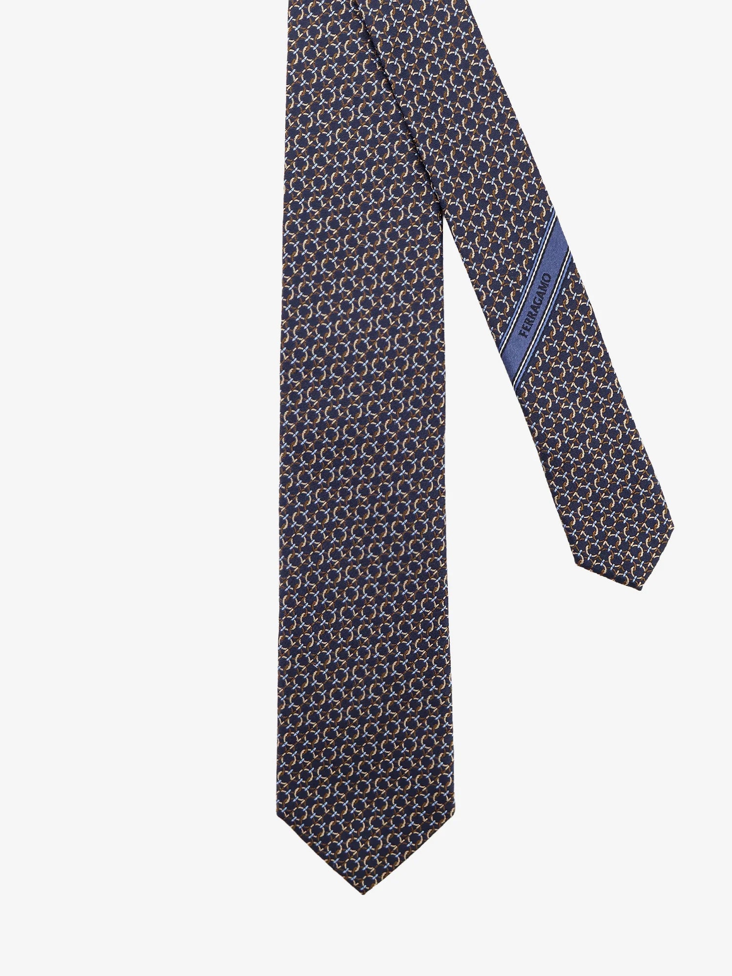 Crema silk tie with Intreccio print