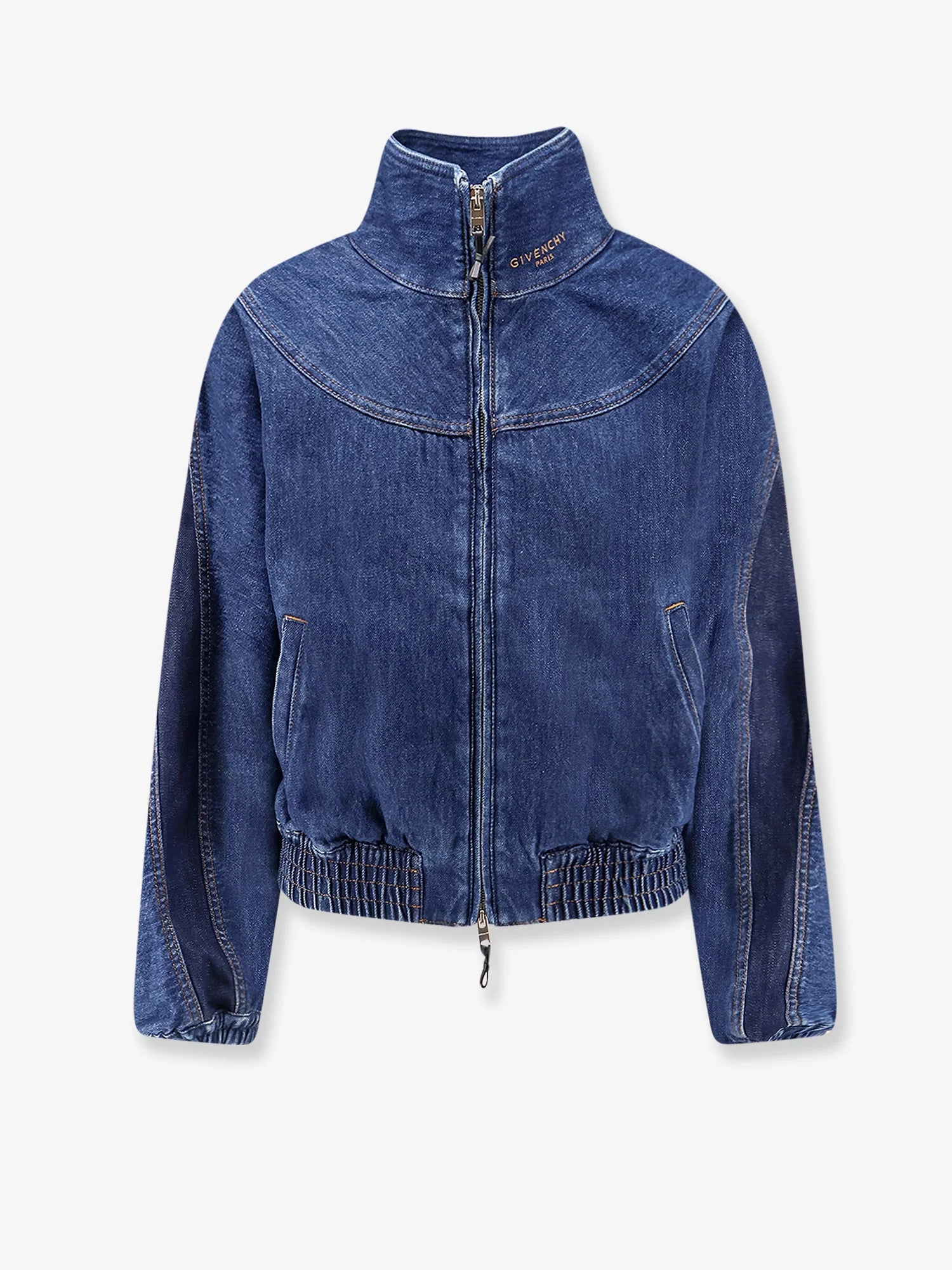 Denim jacket with embroidered lettering logo