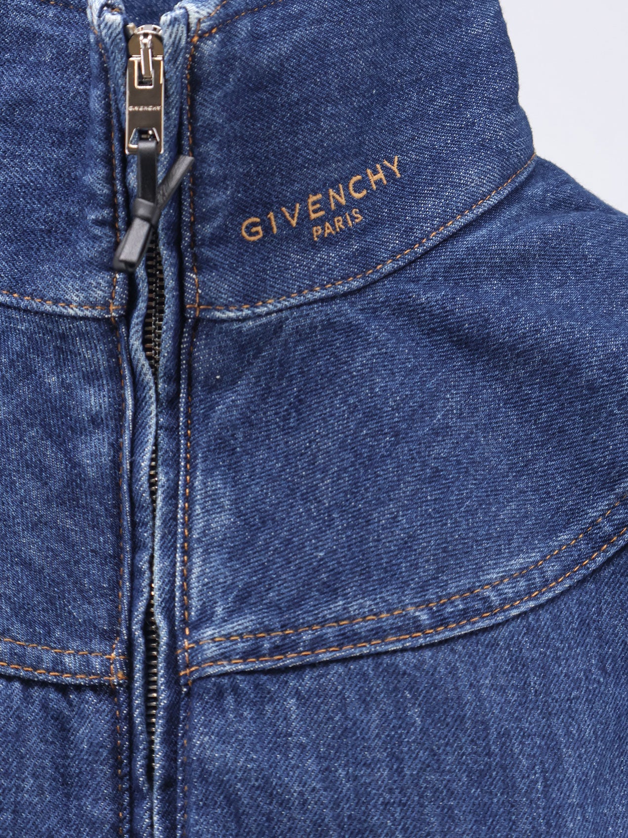 Denim jacket with embroidered lettering logo