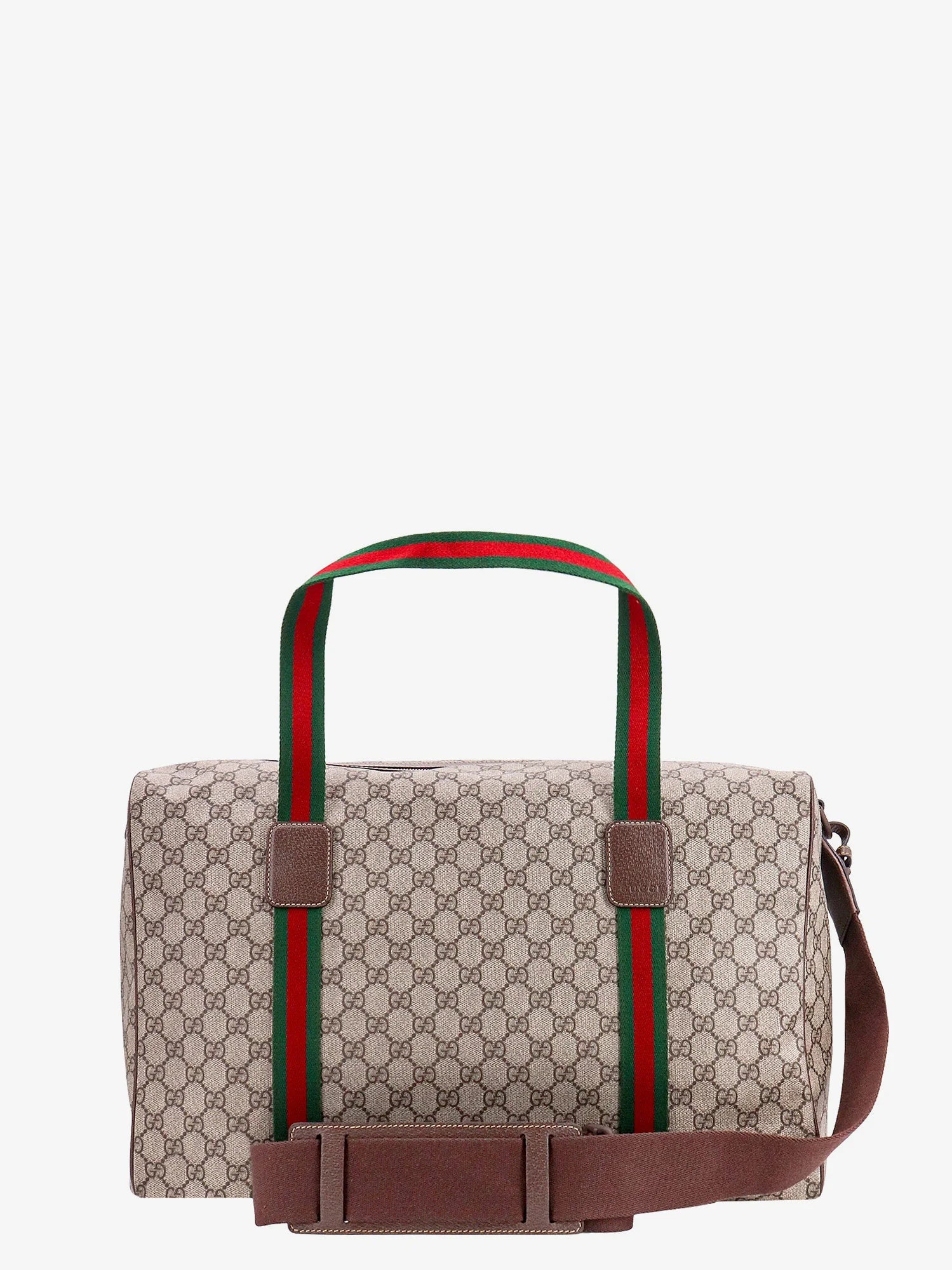GG Supreme Fabric and leather travel bag with Web detail