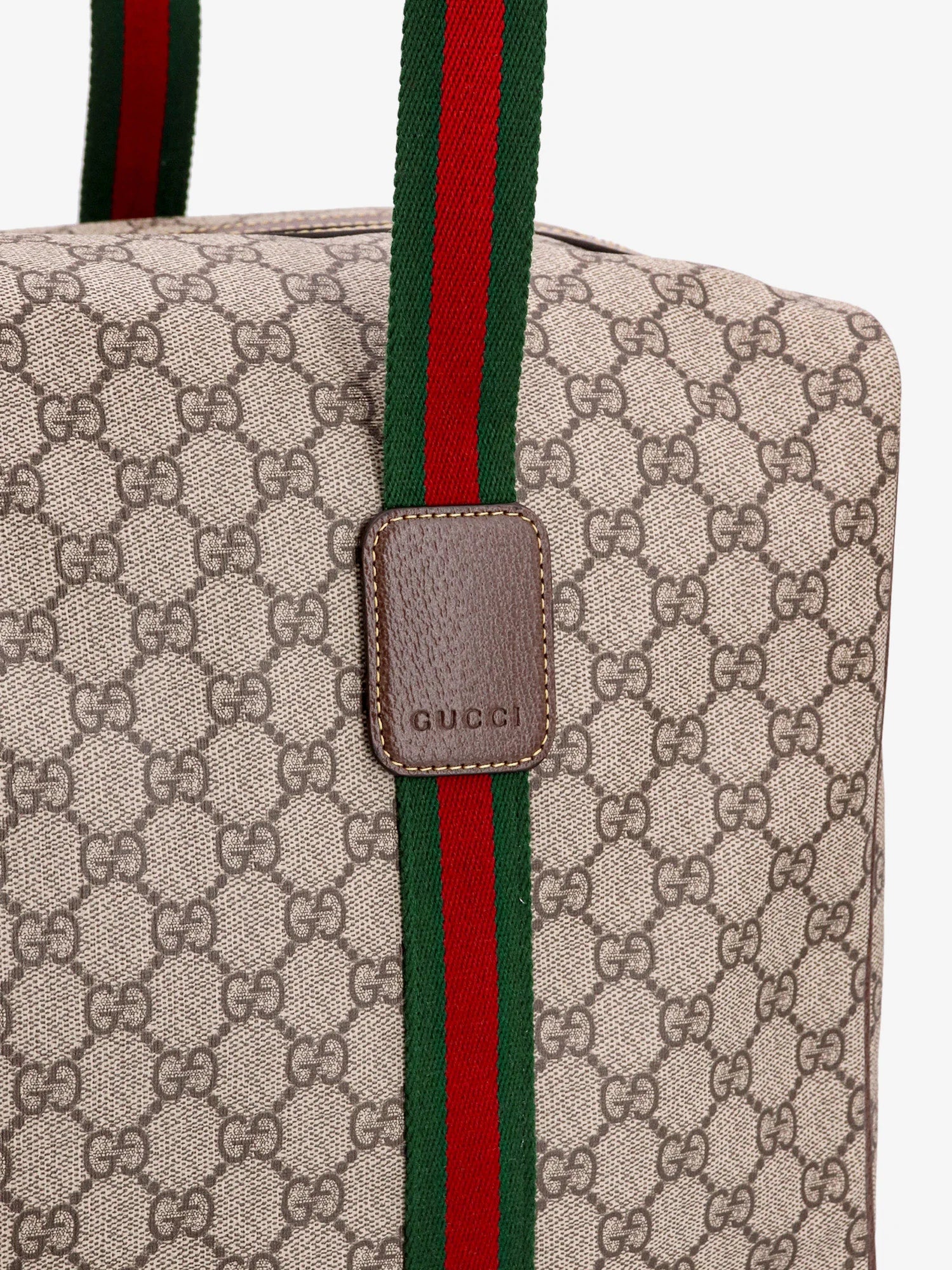 GG Supreme Fabric and leather travel bag with Web detail