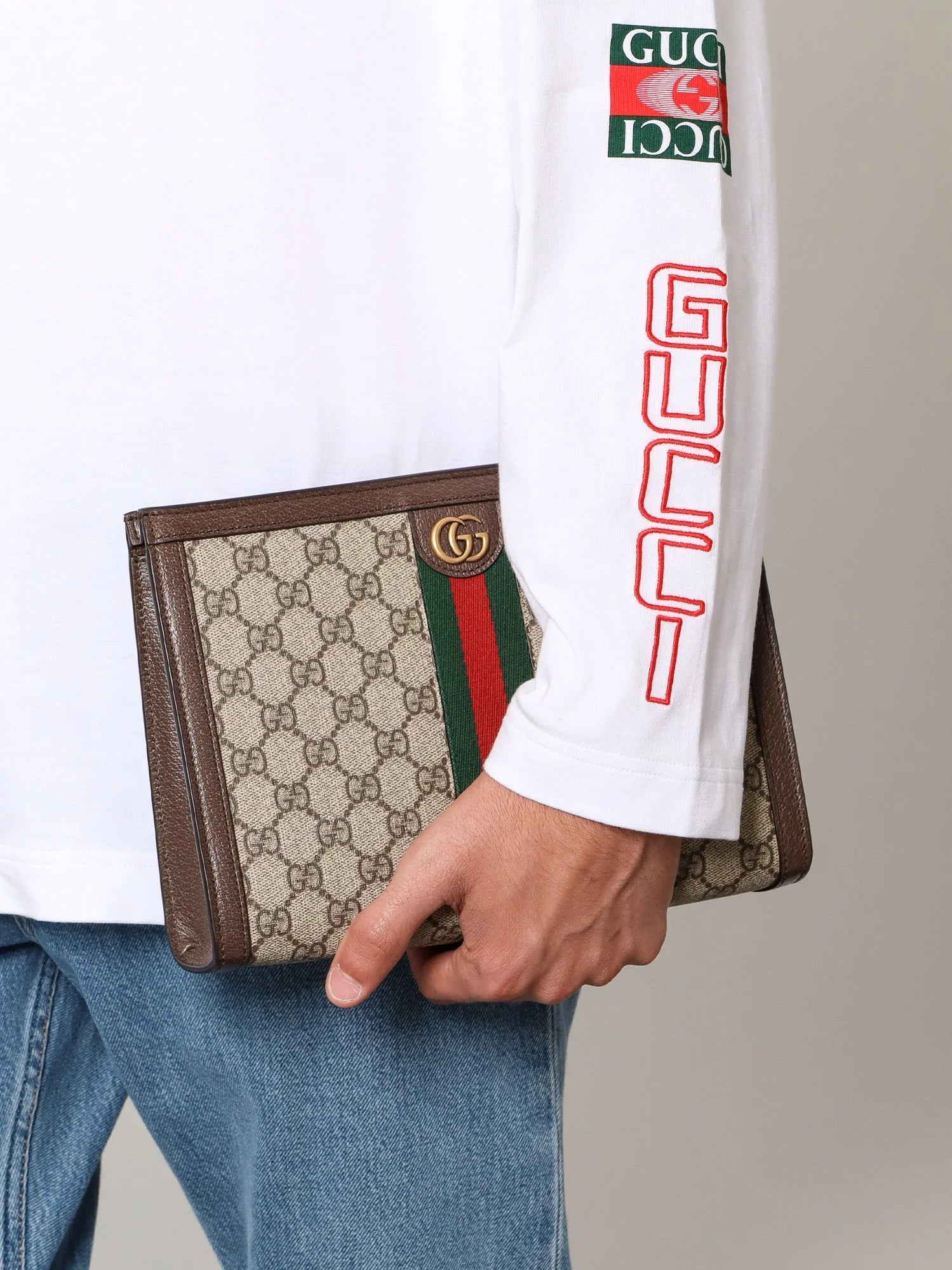 Ophidia GG fabric clutch bag