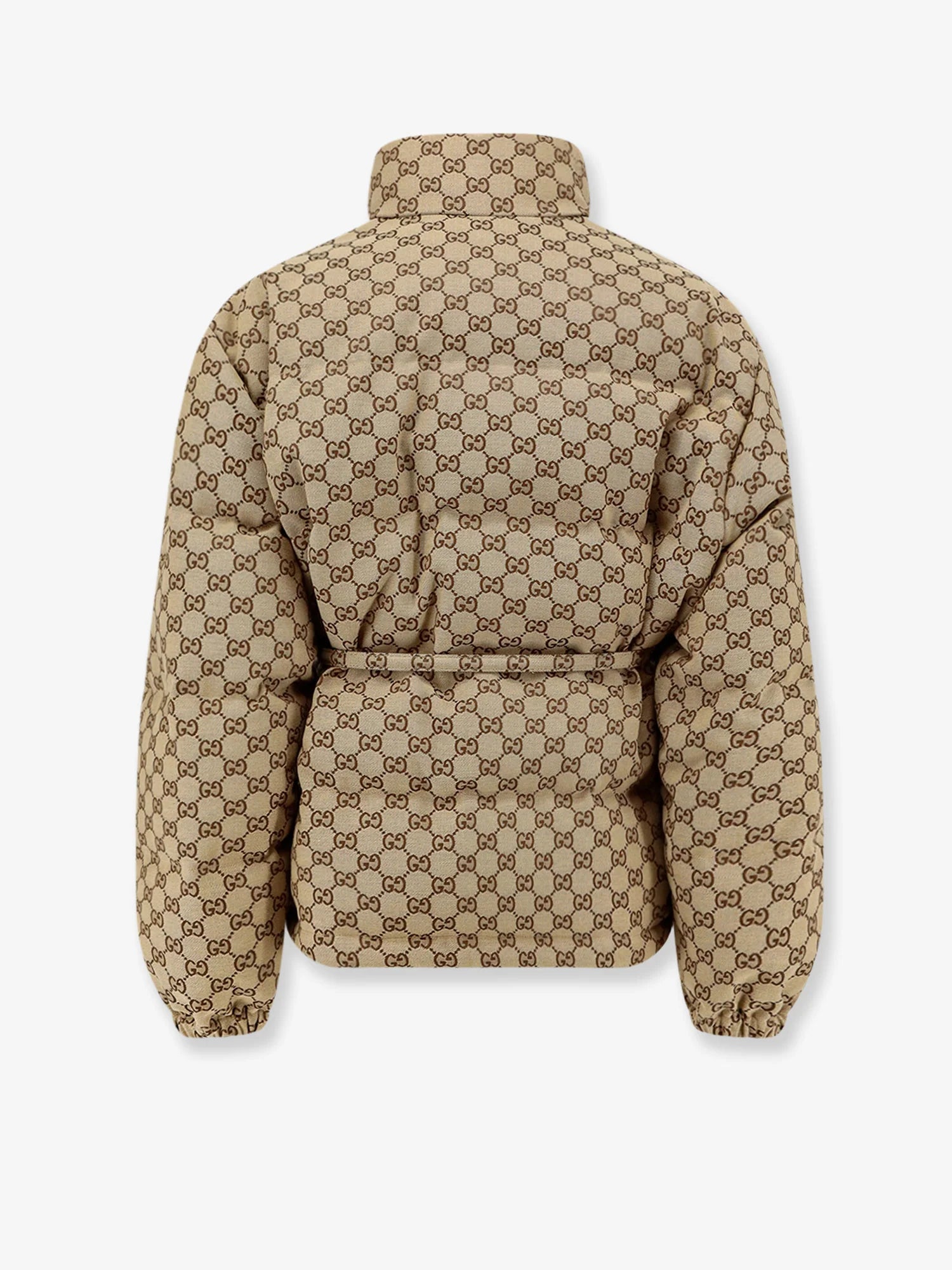 GG Fabric padded jacket with belt