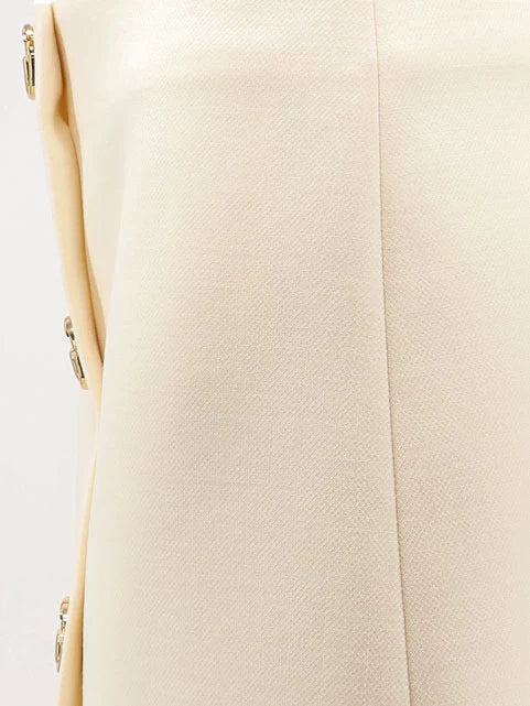 Wool crêpe skirt with Double G button