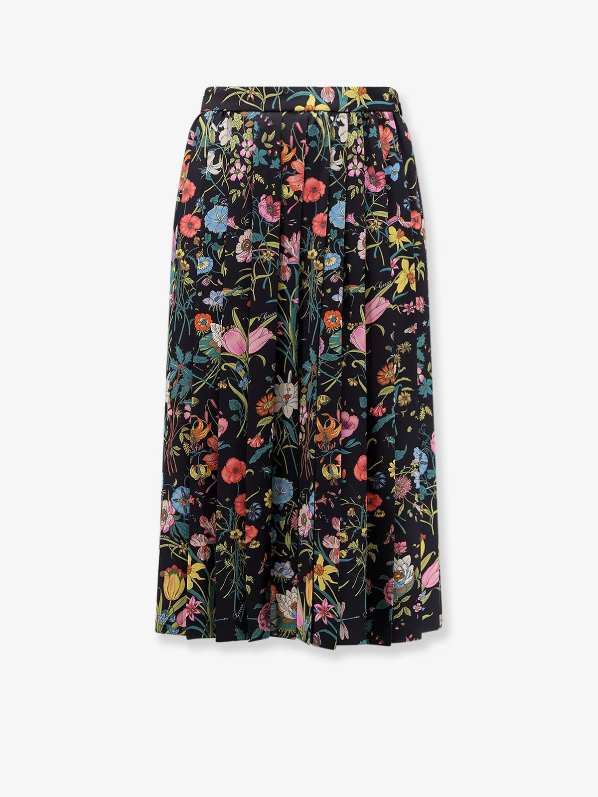 Silk midi skirt with floral print