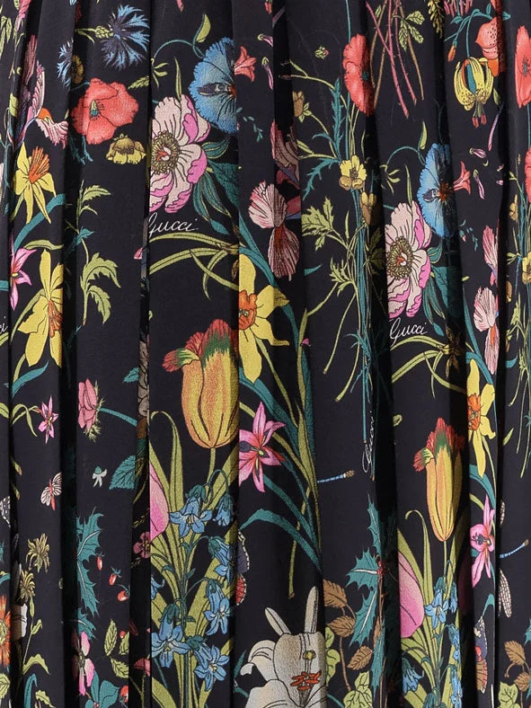 Silk midi skirt with floral print
