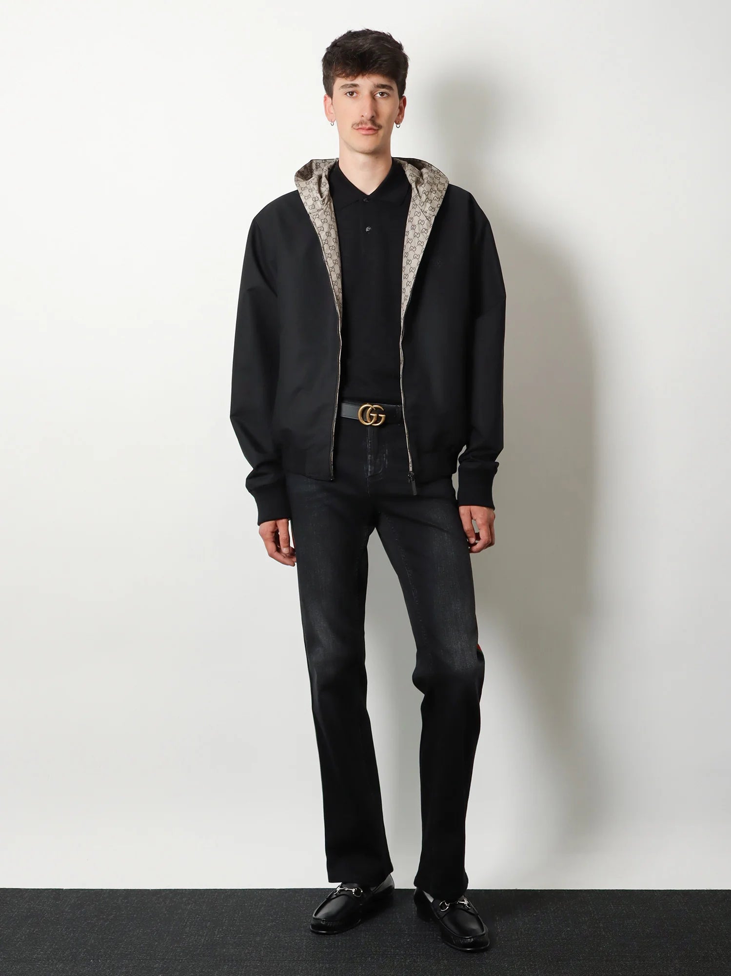 Reversible cotton and GG nylon jacket