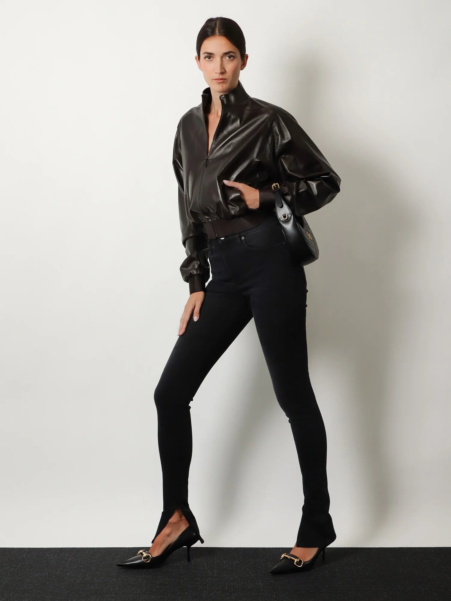 Soft nappa leather bomber jacket