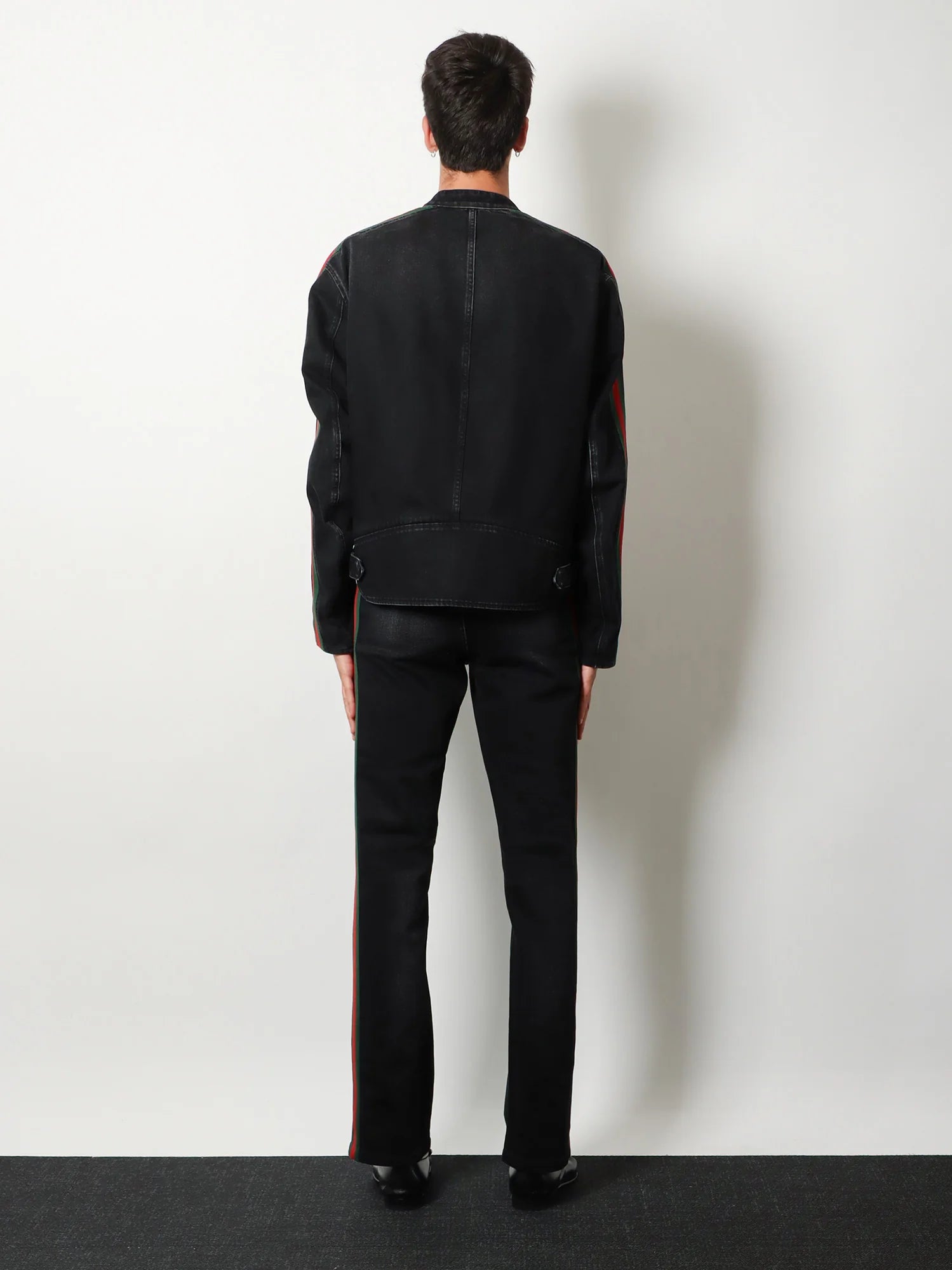 Black denim jacket certified cotton jacket with a faded effect