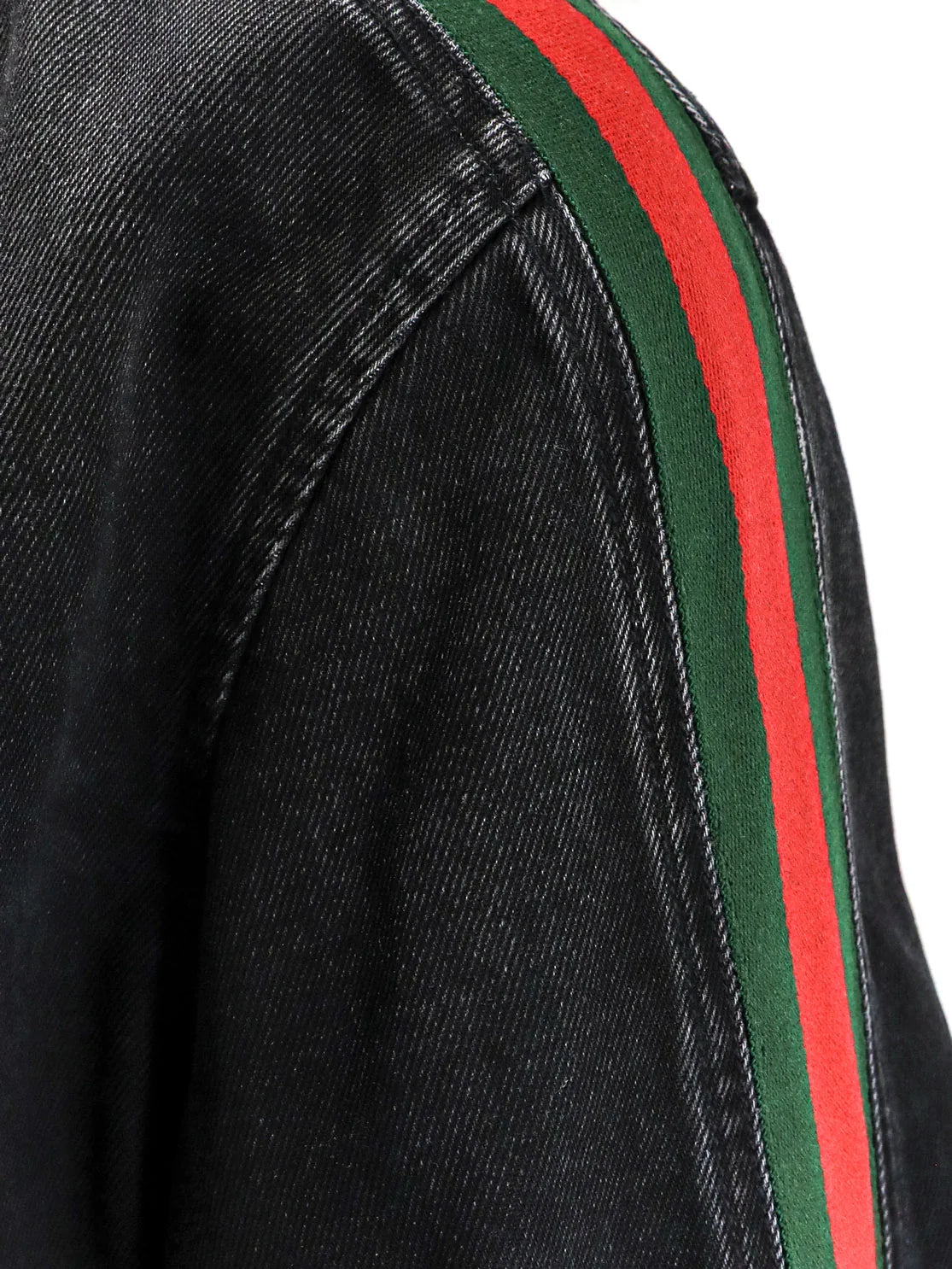 Black denim jacket certified cotton jacket with a faded effect