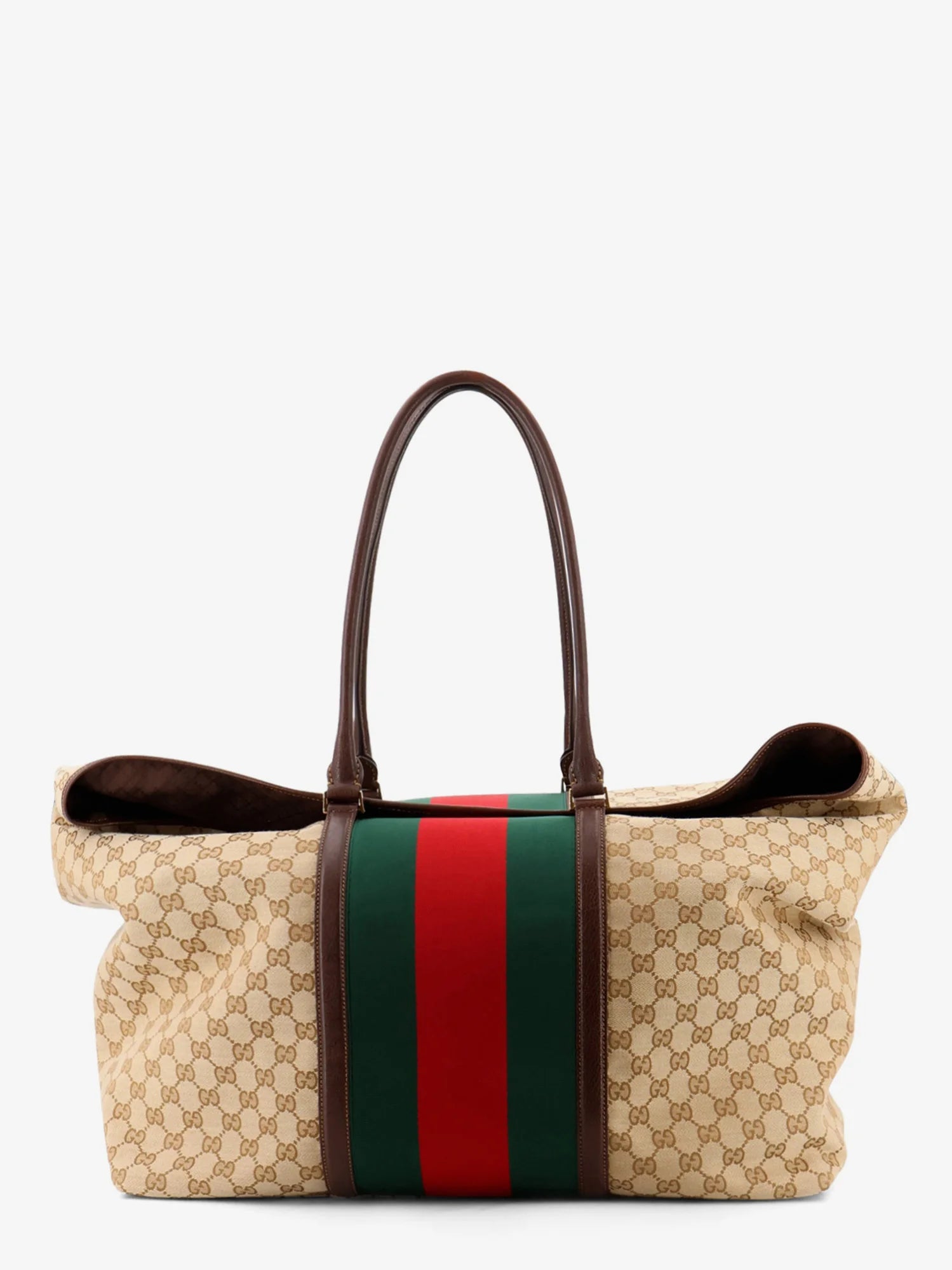 GG fabric travel bag with Web detail on the front