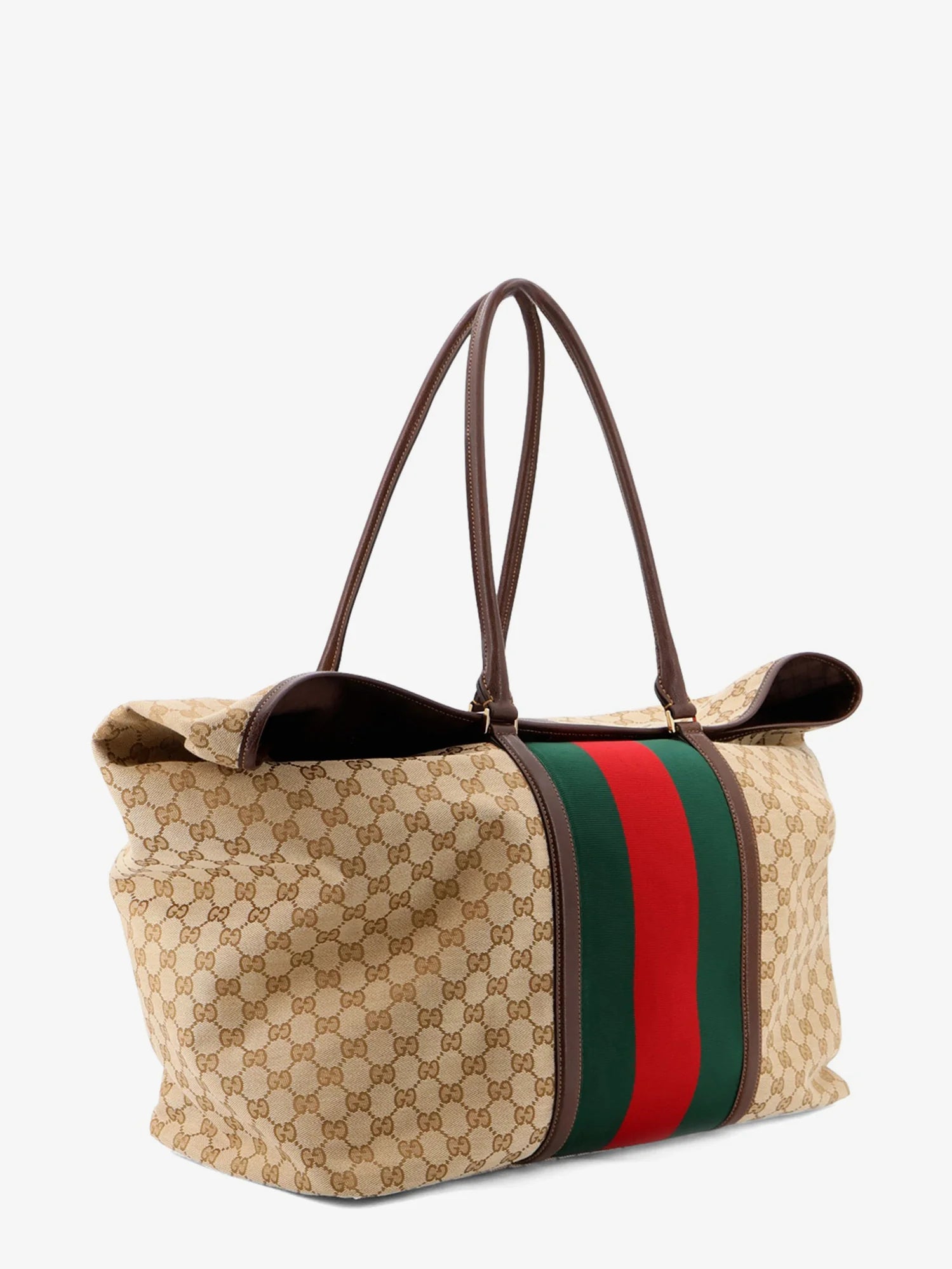 GG fabric travel bag with Web detail on the front