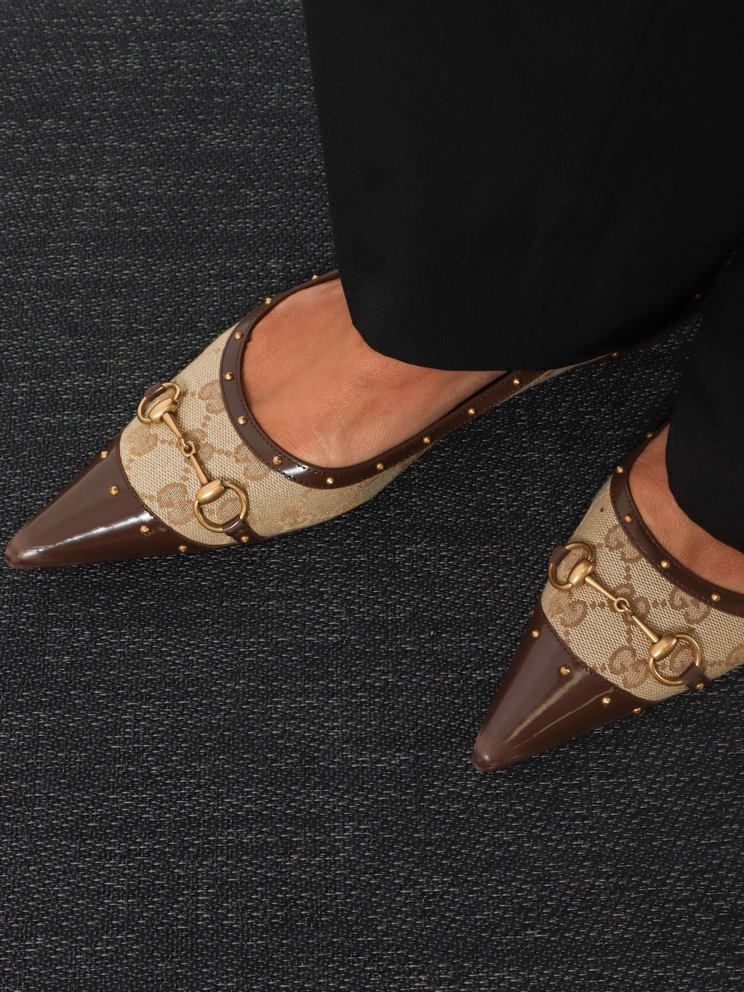 Savoy GG fabric ballerinas with stud detail