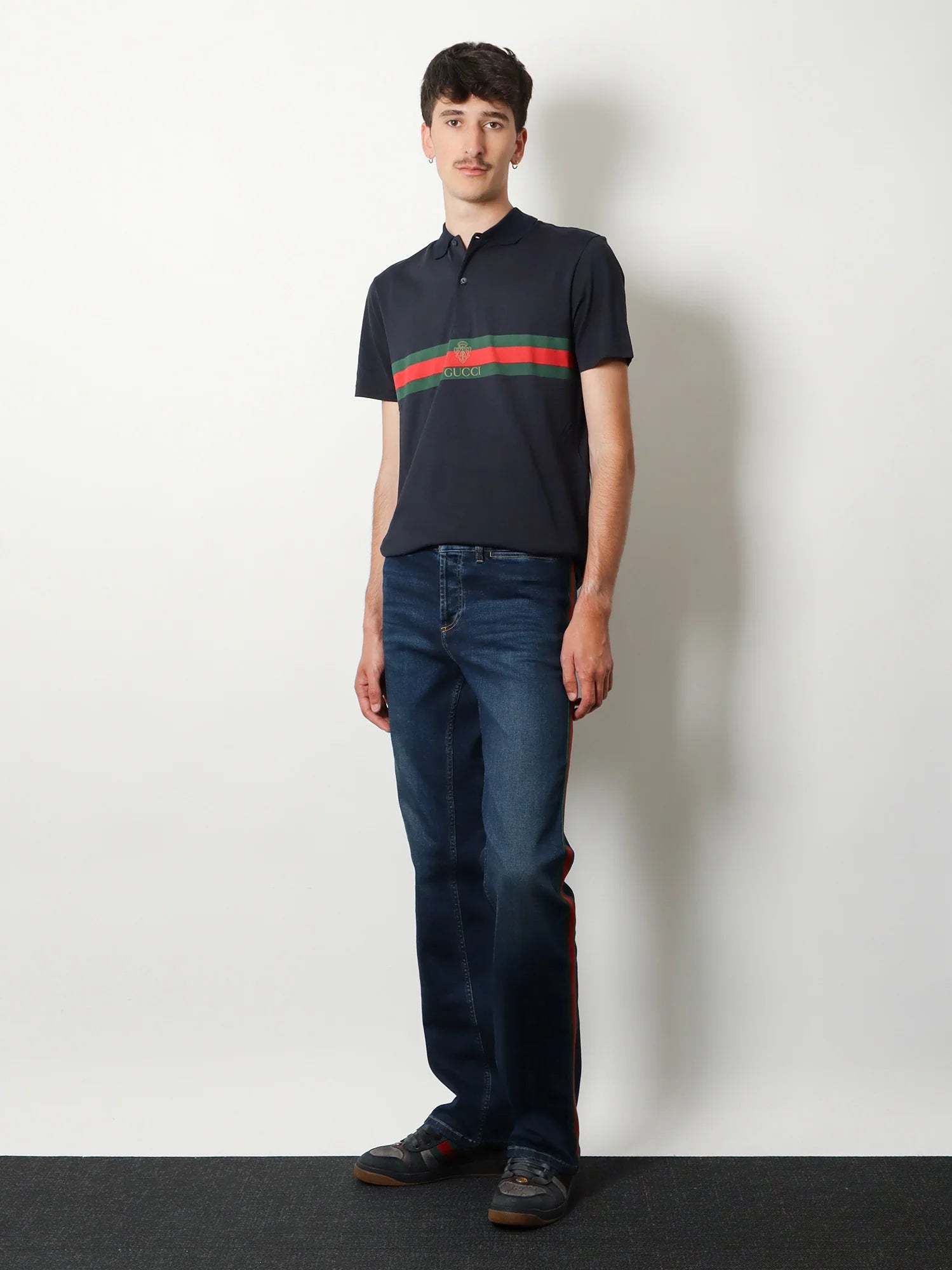 Cotton polo shirt with Web print on the front