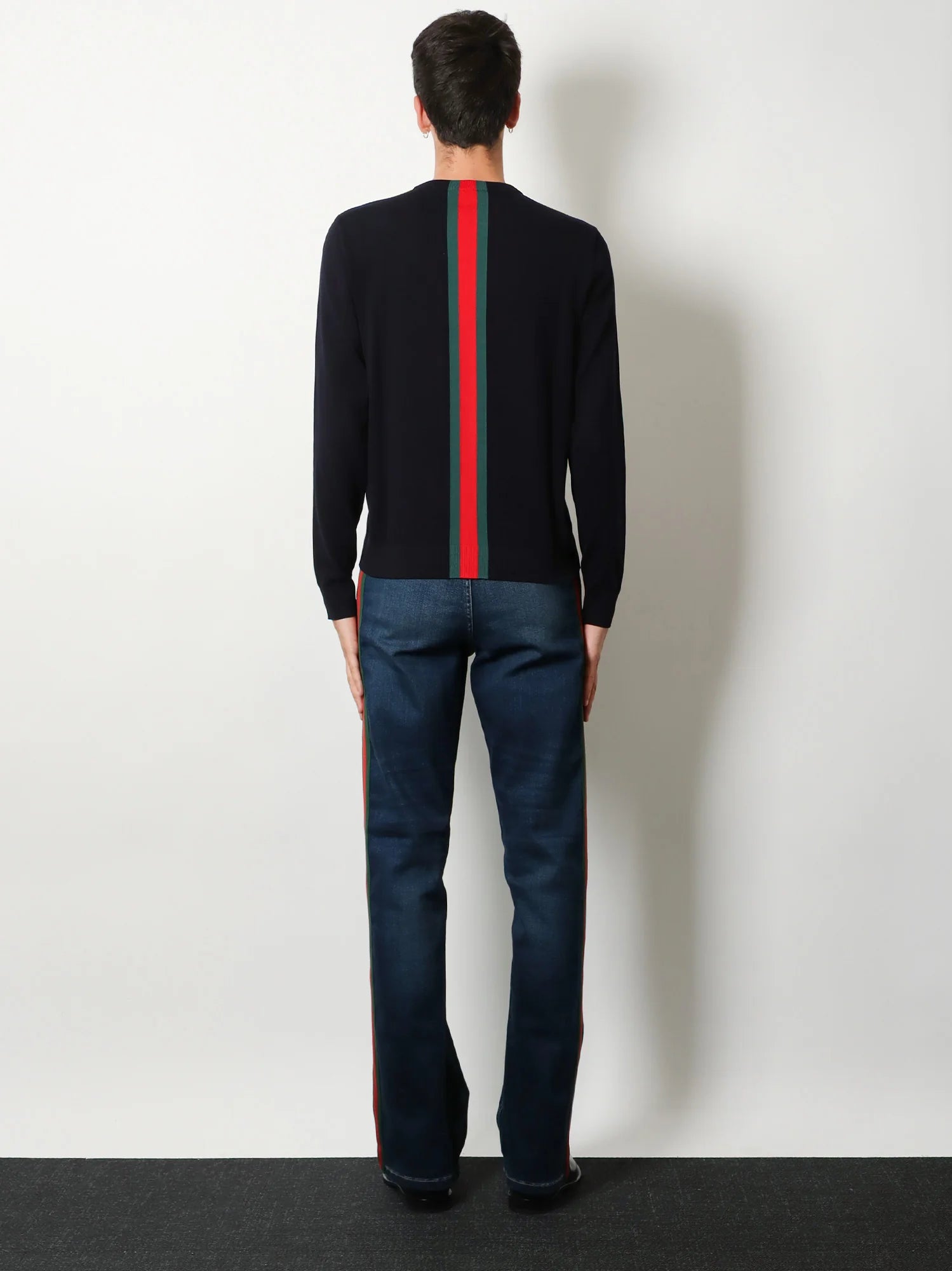 Cotton sweater with Nastro Web inlay