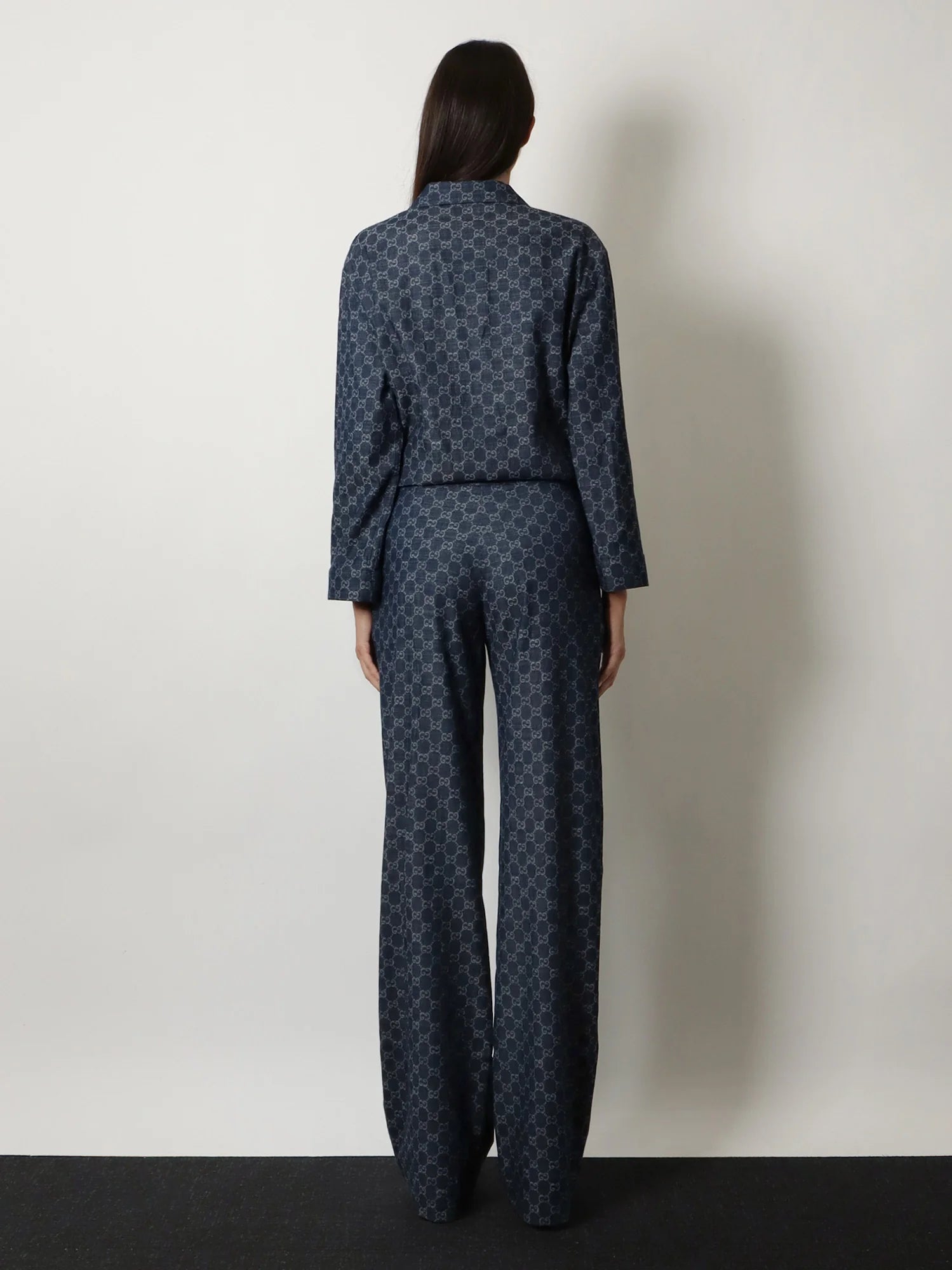 Cotton denim trousers with GG motif
