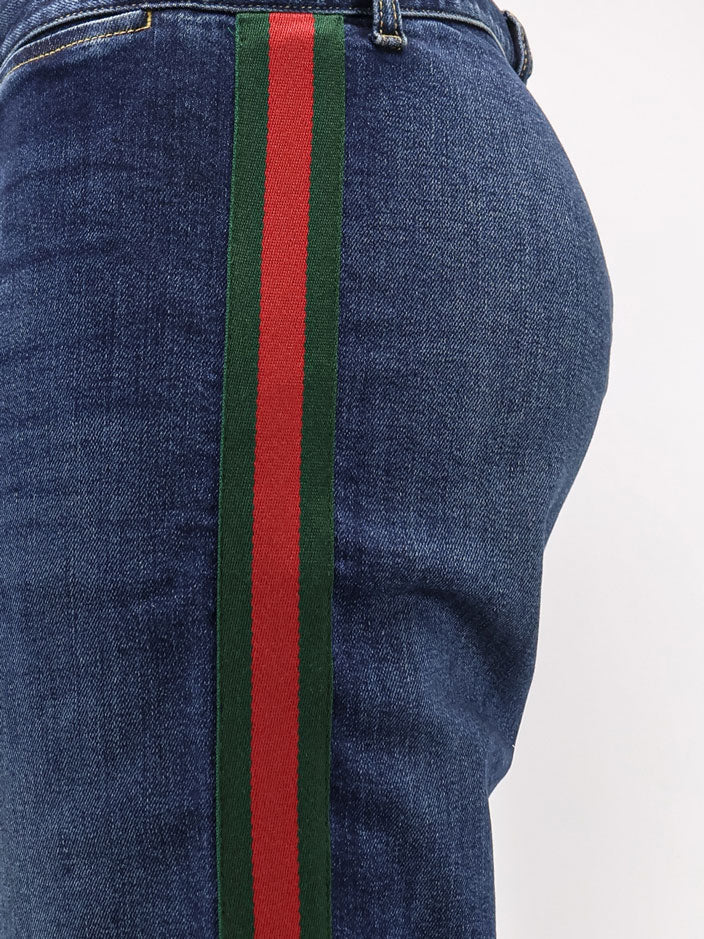 Blue denim jeans with Nastro Web profiles