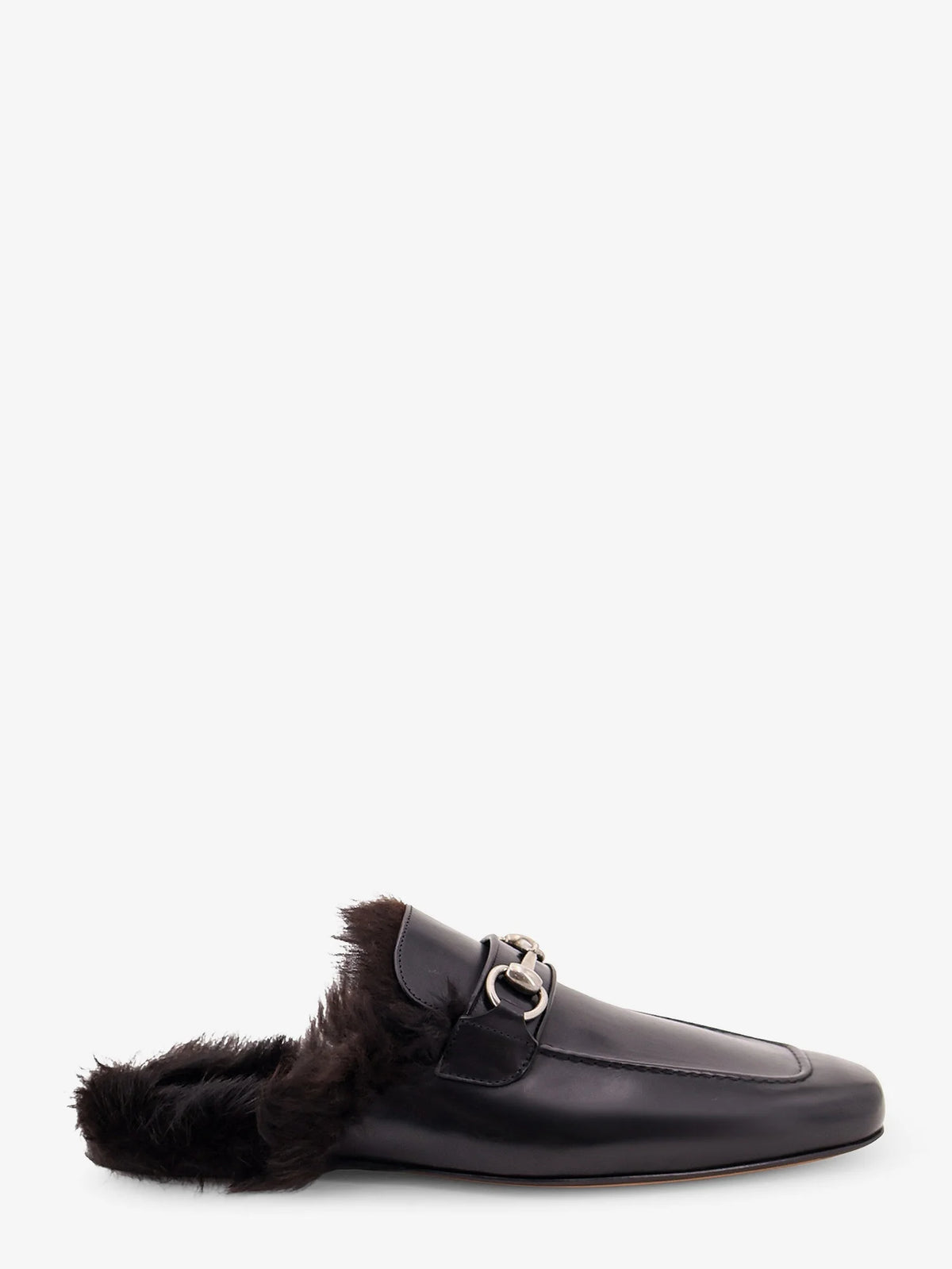 Black leather slipper with Horsebit