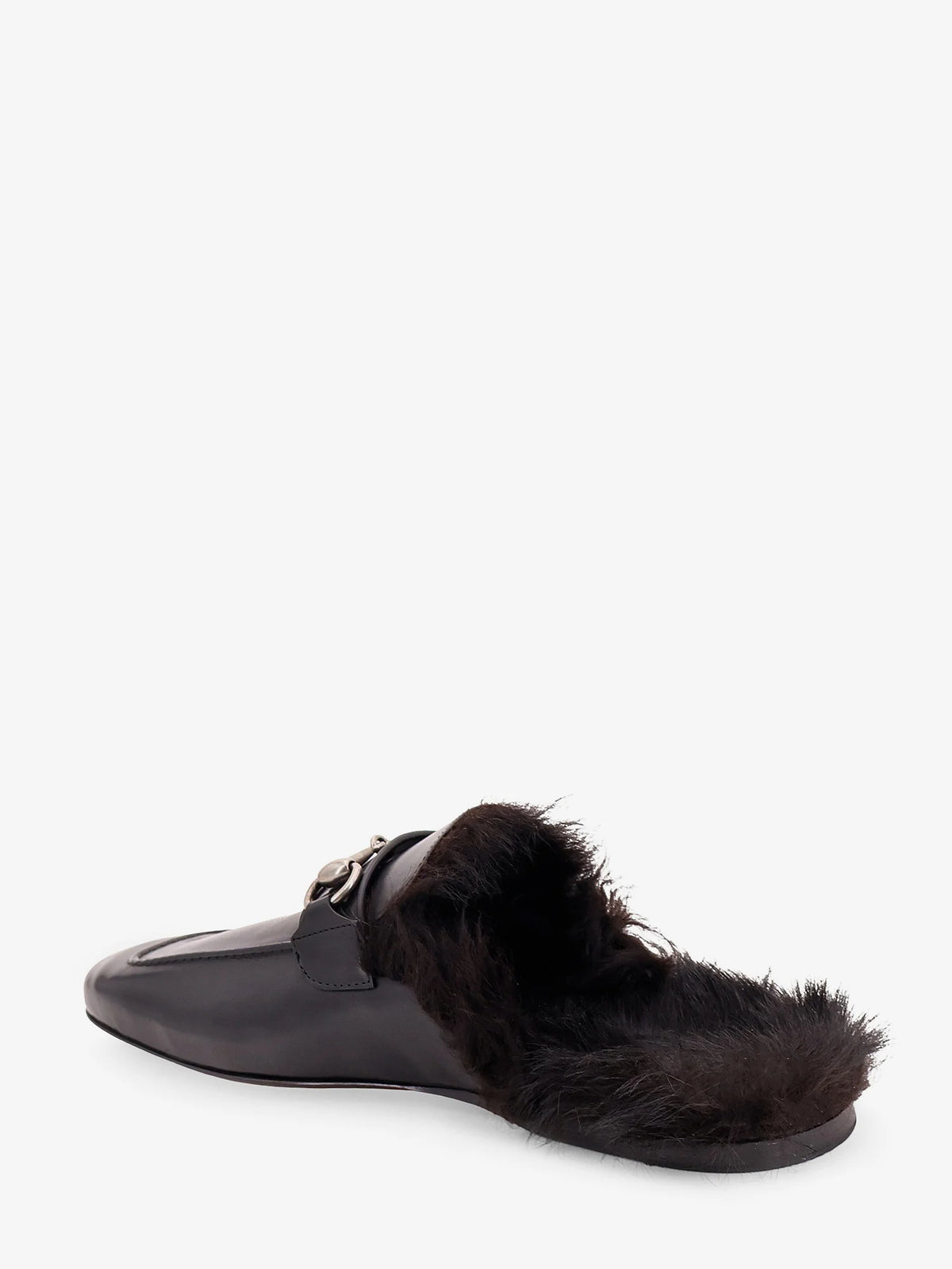 Black leather slipper with Horsebit