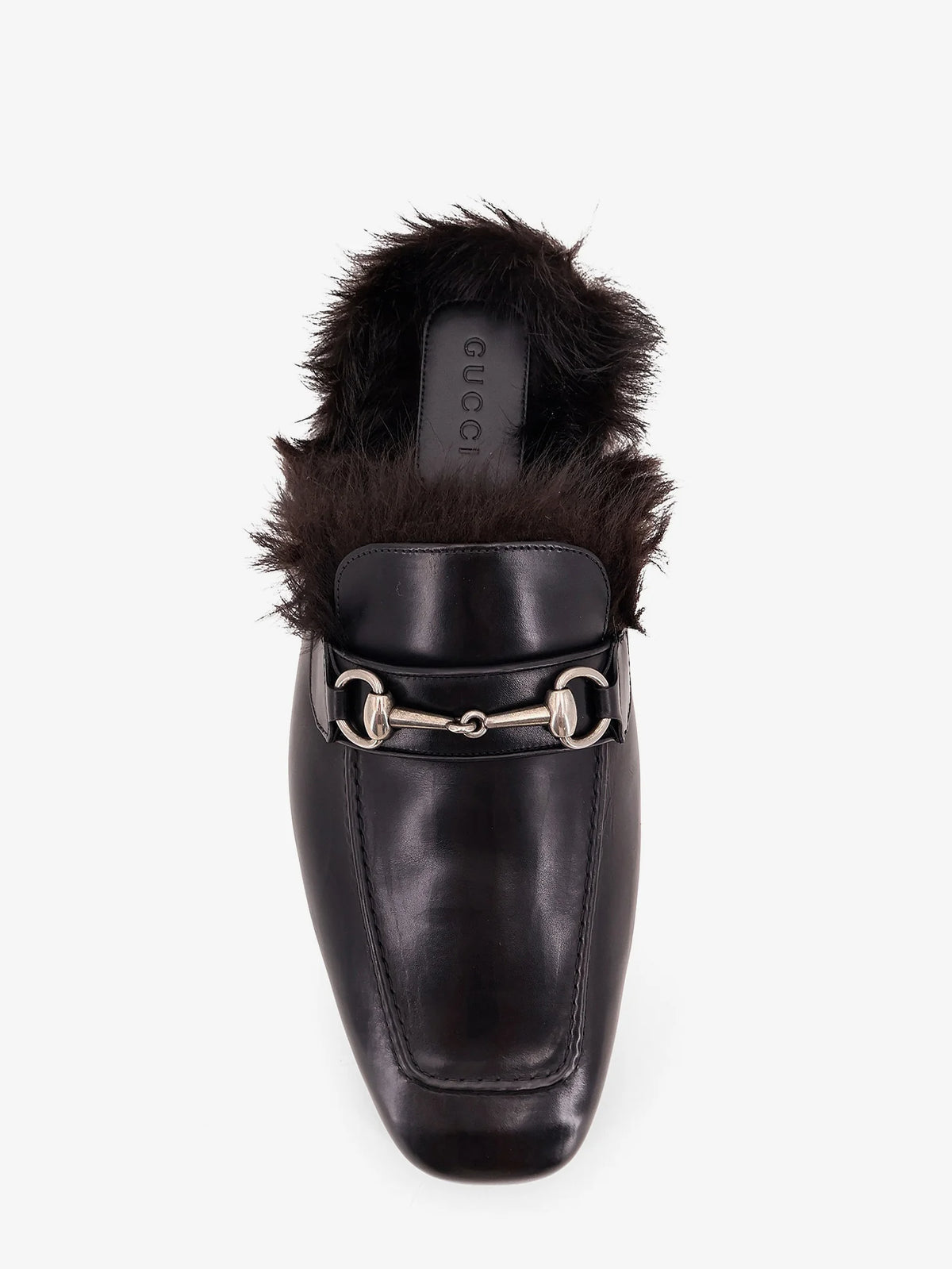 Black leather slipper with Horsebit
