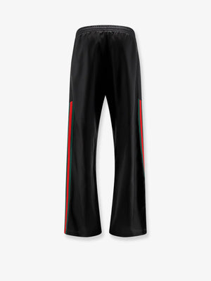 Silk poplin leisure trousers with Web ribbon