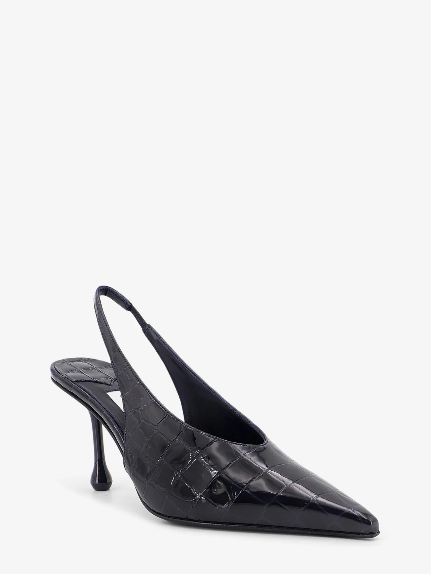 Patent leather pumps with crocodile print